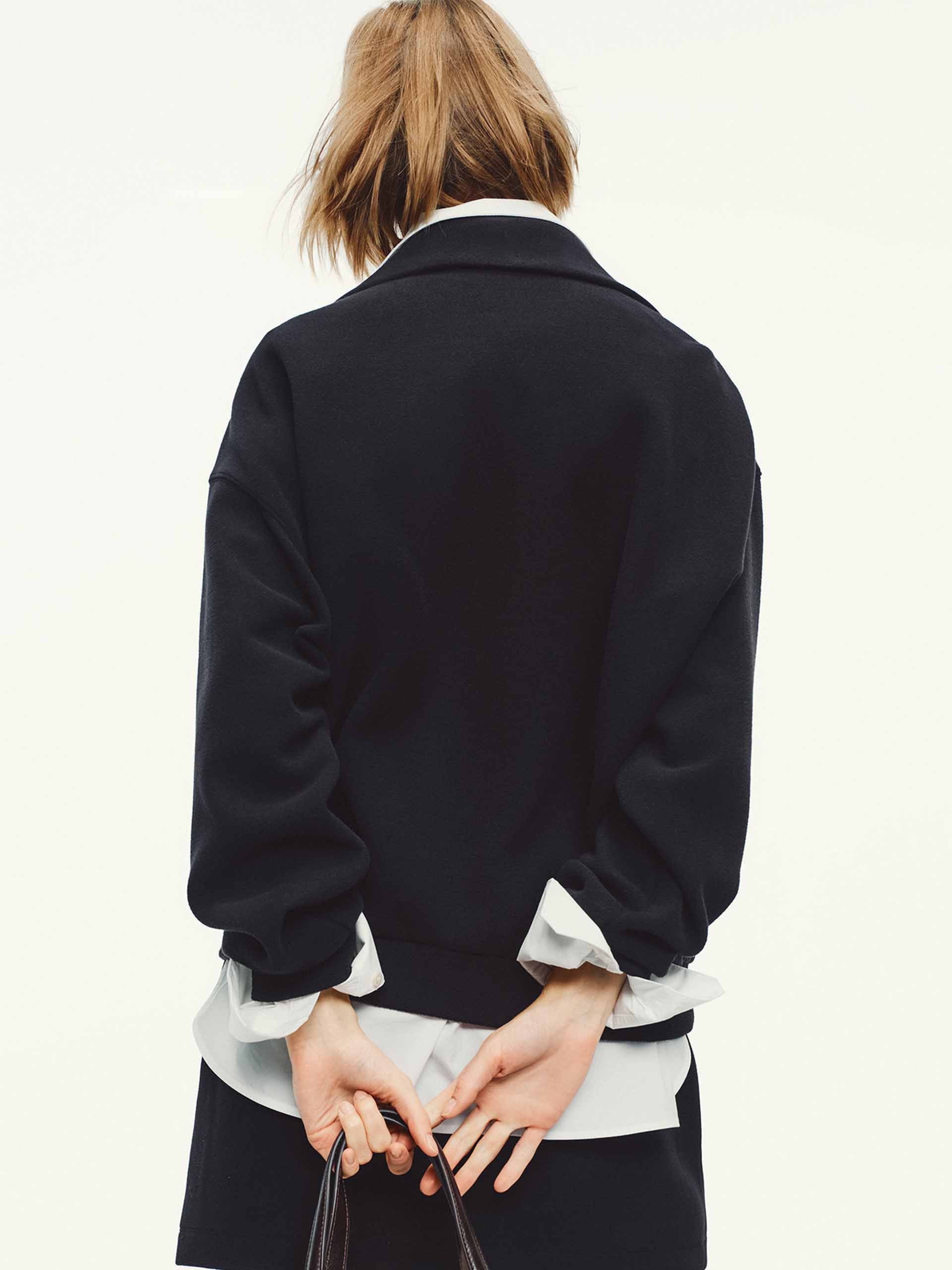 MO&Co. Women's Dropped Shoulder Hoodie – Side Pockets in Black