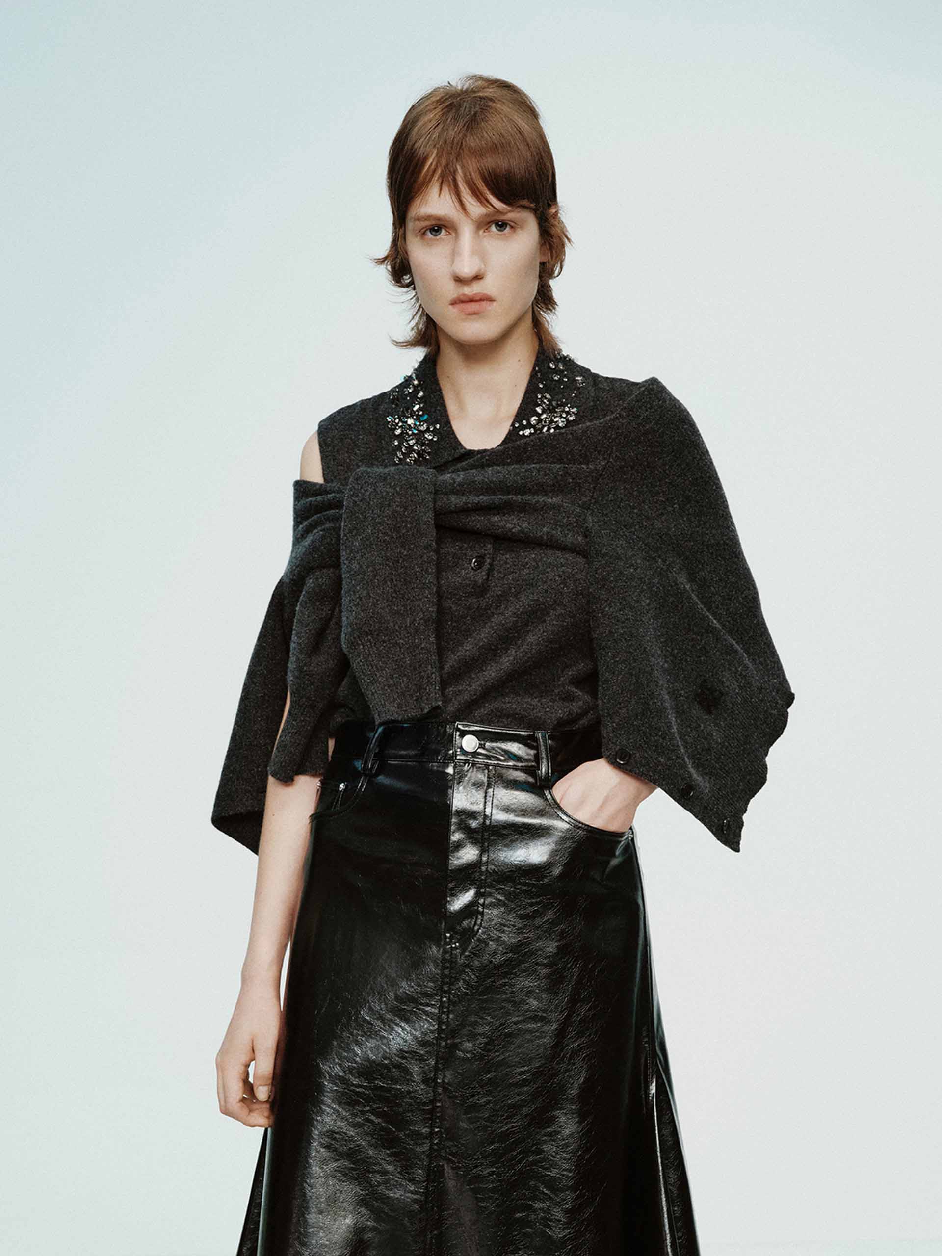 MO&Co. Women's Wool Cashmere Cardigan with Sleeveless Crystal Knit Top