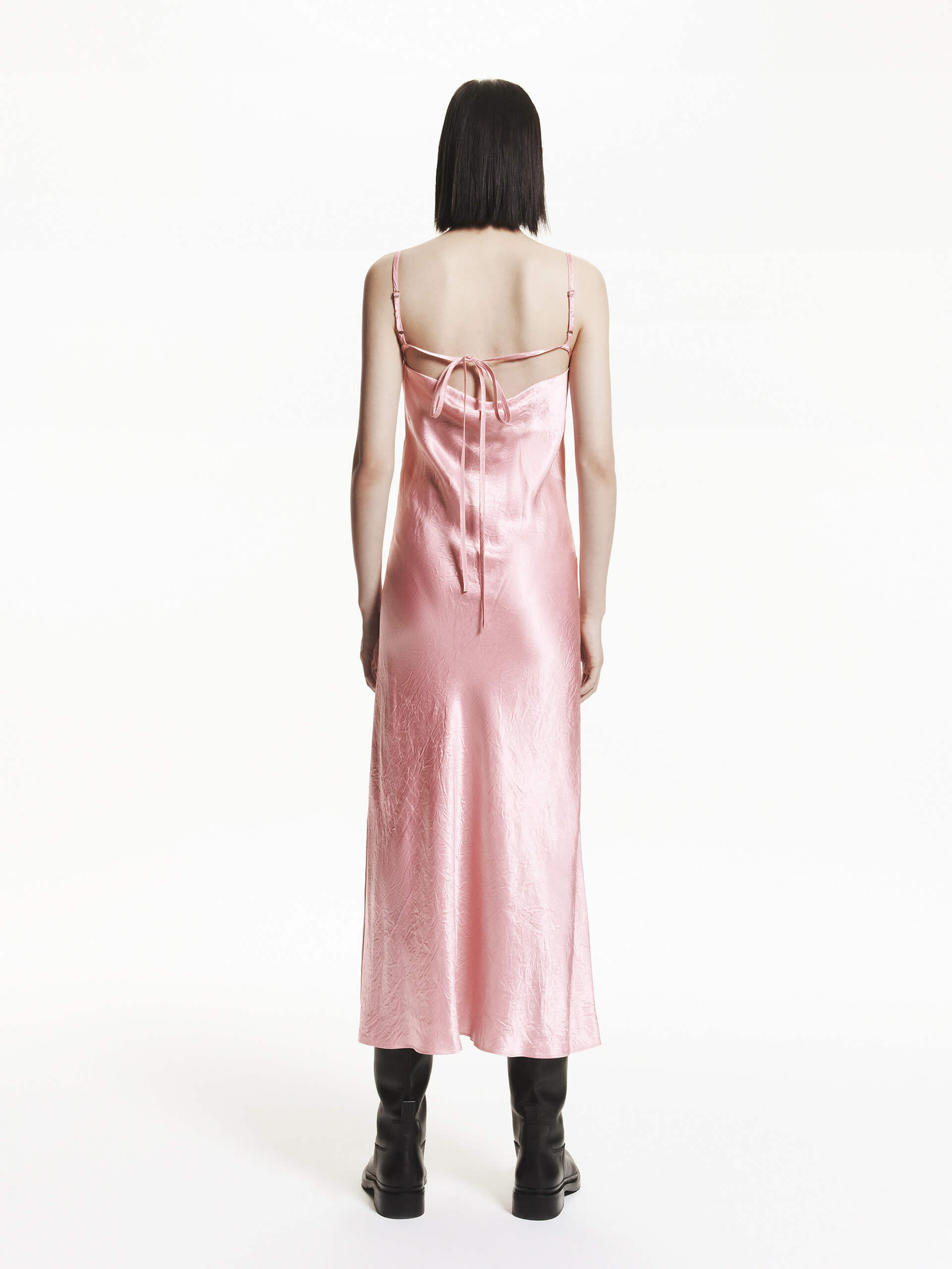 MO&Co. Women's Acetate Satin Midi Cami Dress in Pink