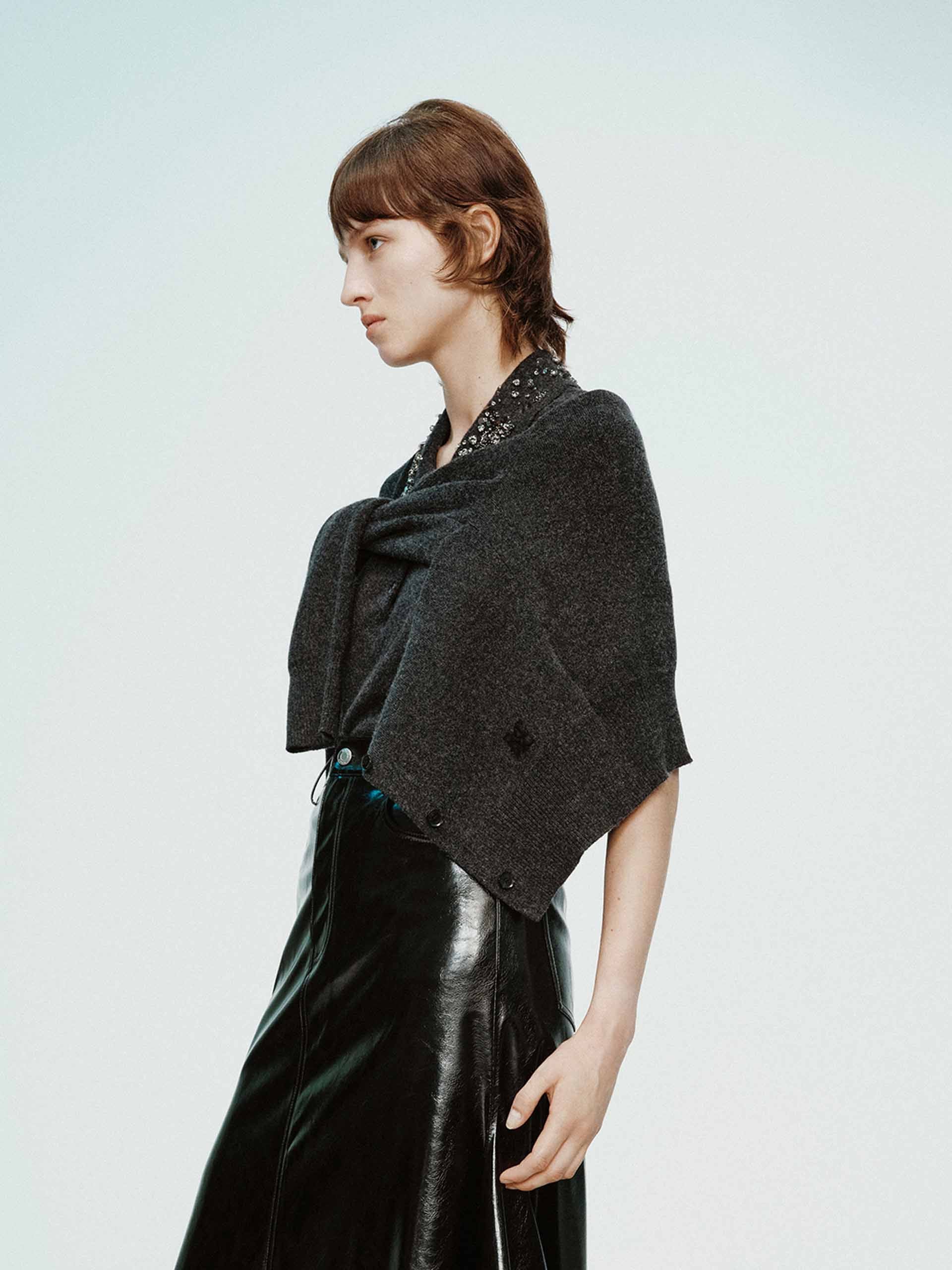 MO&Co. Women's Wool Cashmere Cardigan with Sleeveless Crystal Knit Top