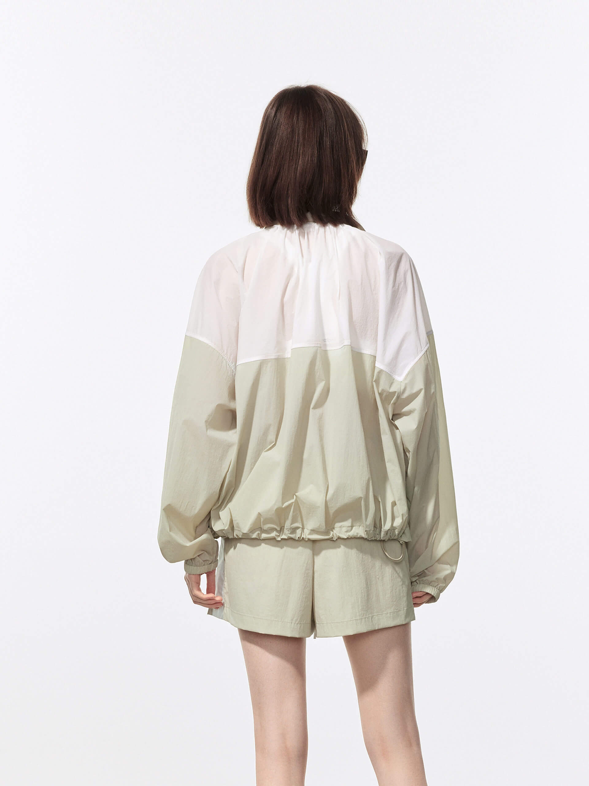 MO&Co. Women's Color Block Zipper Sun Protection Jacket in Khaki