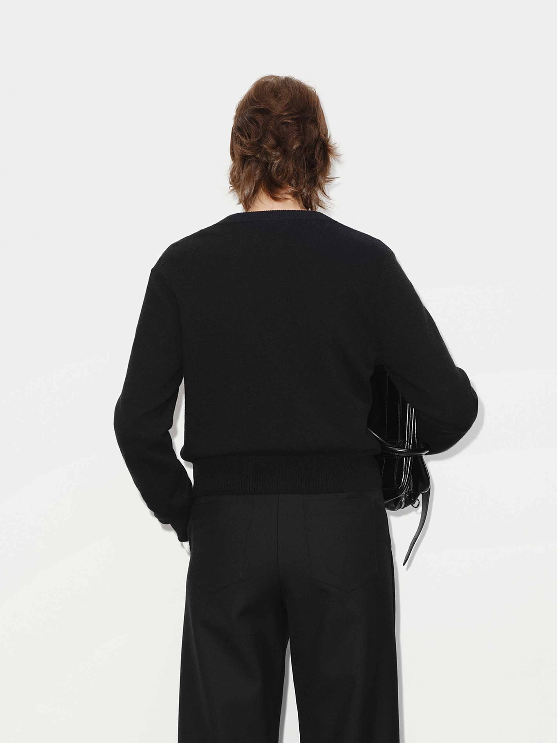 MO&Co. Women's Wool and Cashmere Blend Sequin Detail Regular Cardigan in Black