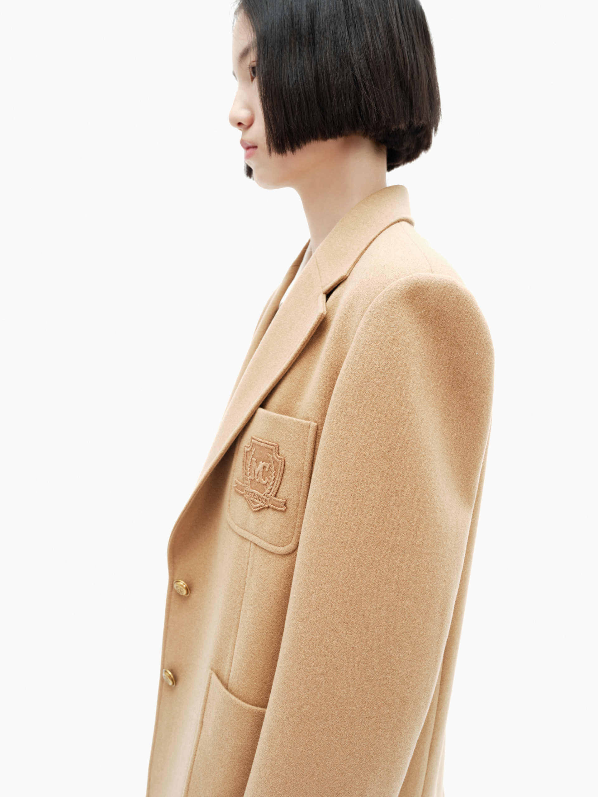 MO&Co. Women's Wool Tailored Blazer Coat in Camel