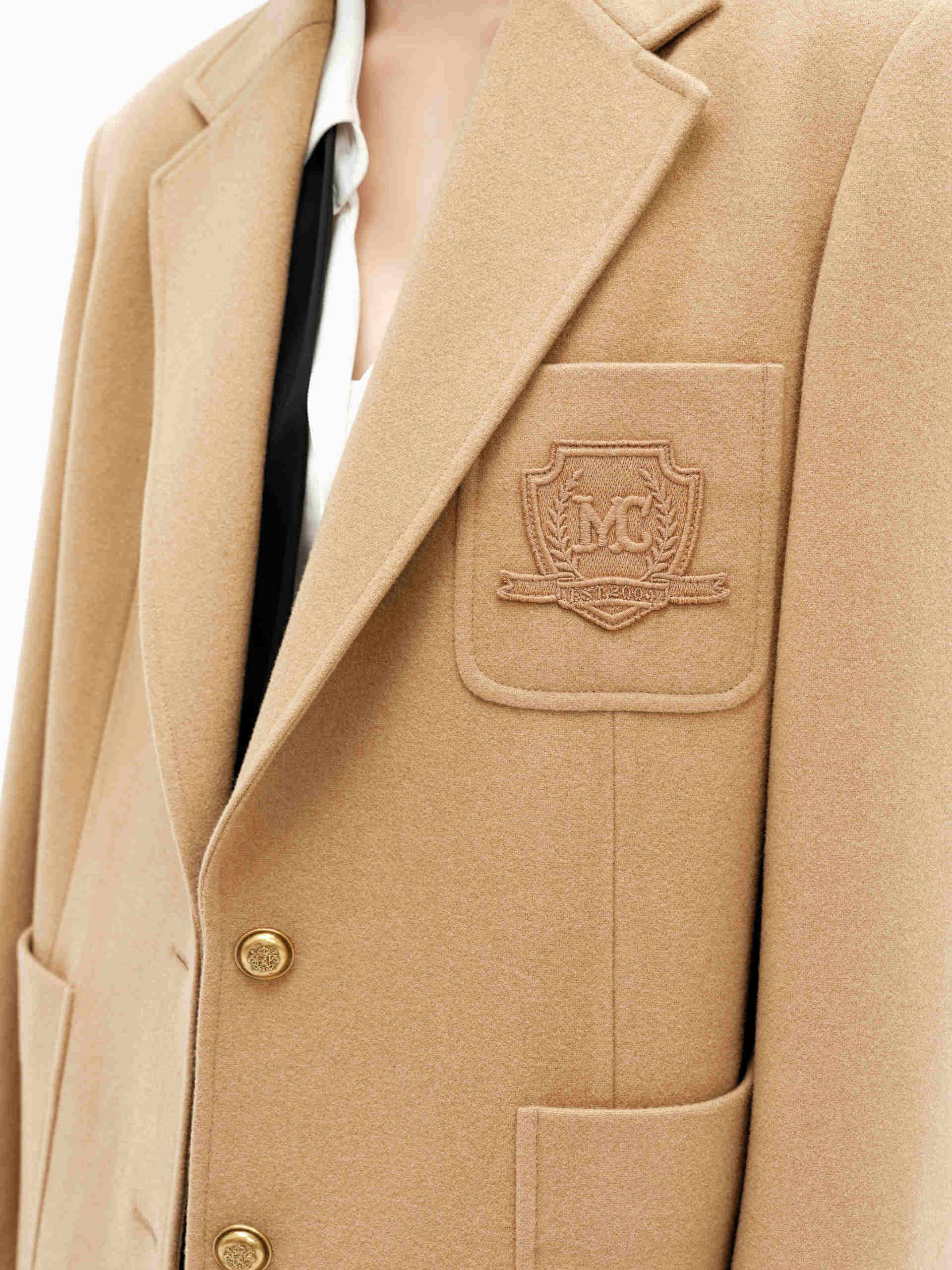 MO&Co. Women's Wool Tailored Blazer Coat in Camel