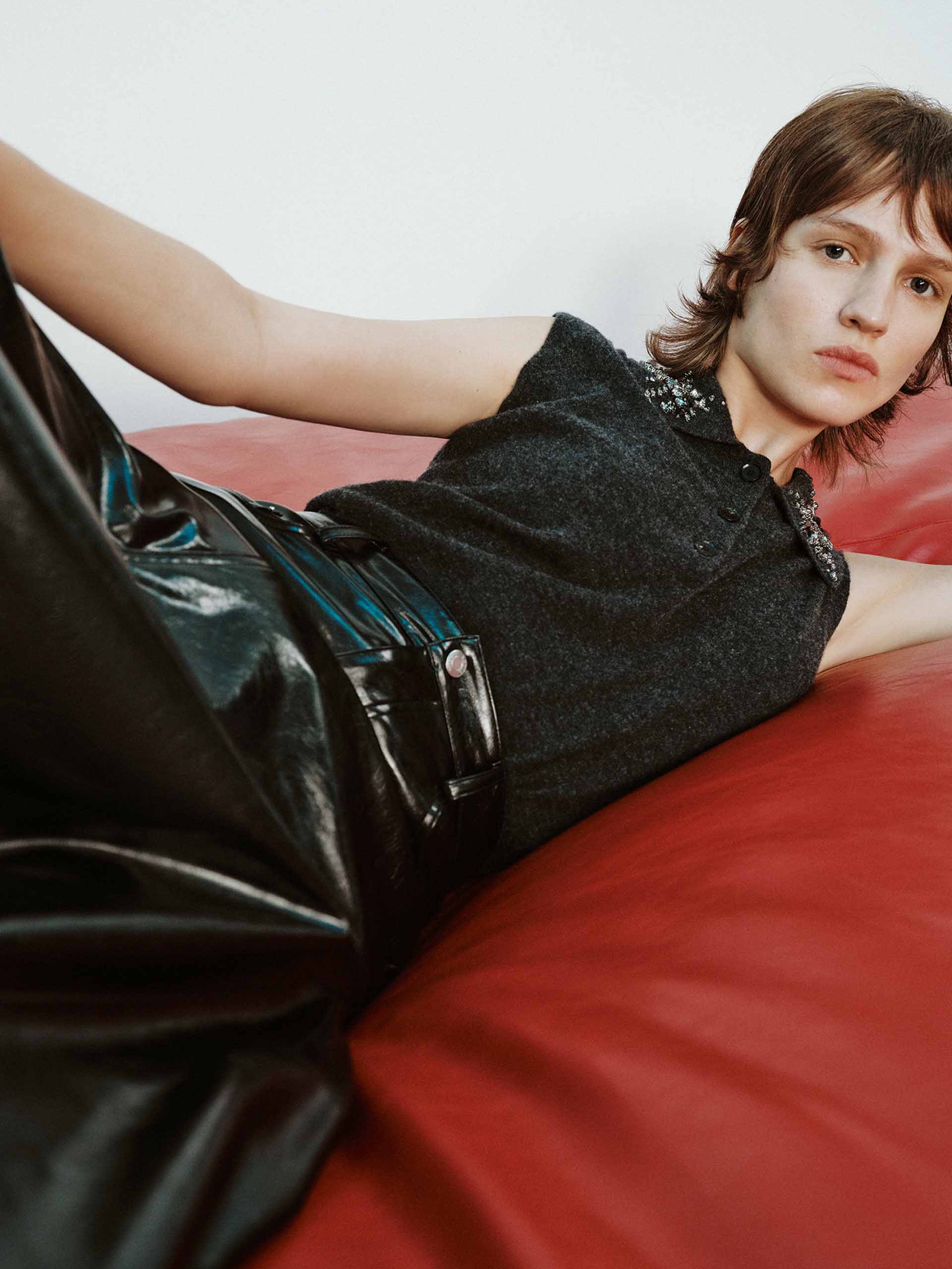 MO&Co. Women's Wool Cashmere Cardigan with Sleeveless Crystal Knit Top