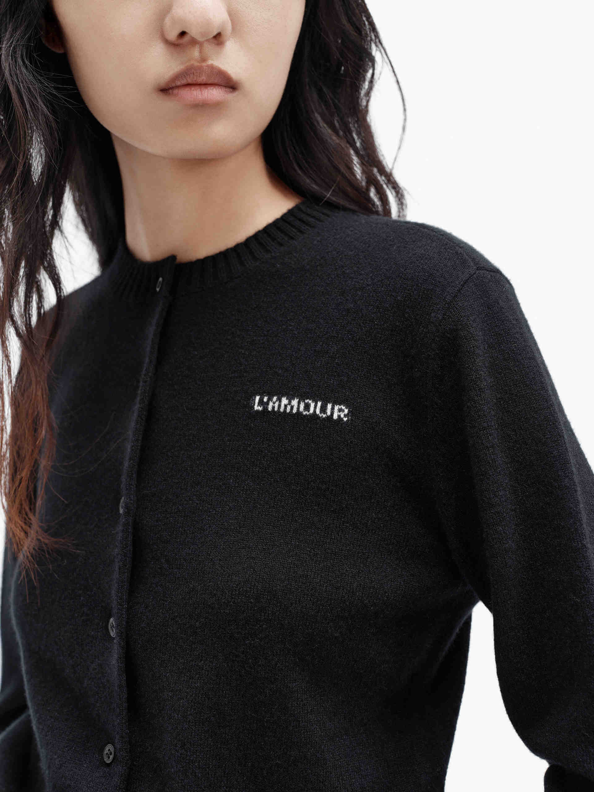 MO&Co. Women's Black Lightweight Solid 100% Pure Cashmere Knit Cardigan