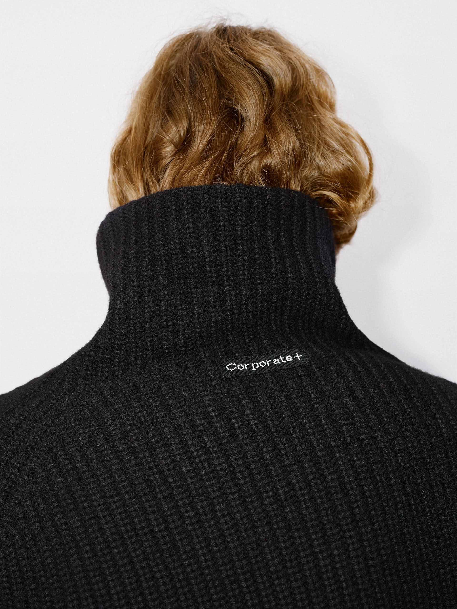 MO&Co. Women's 100% Merino Wool Belted Short Coat with Knit Scarf in Black