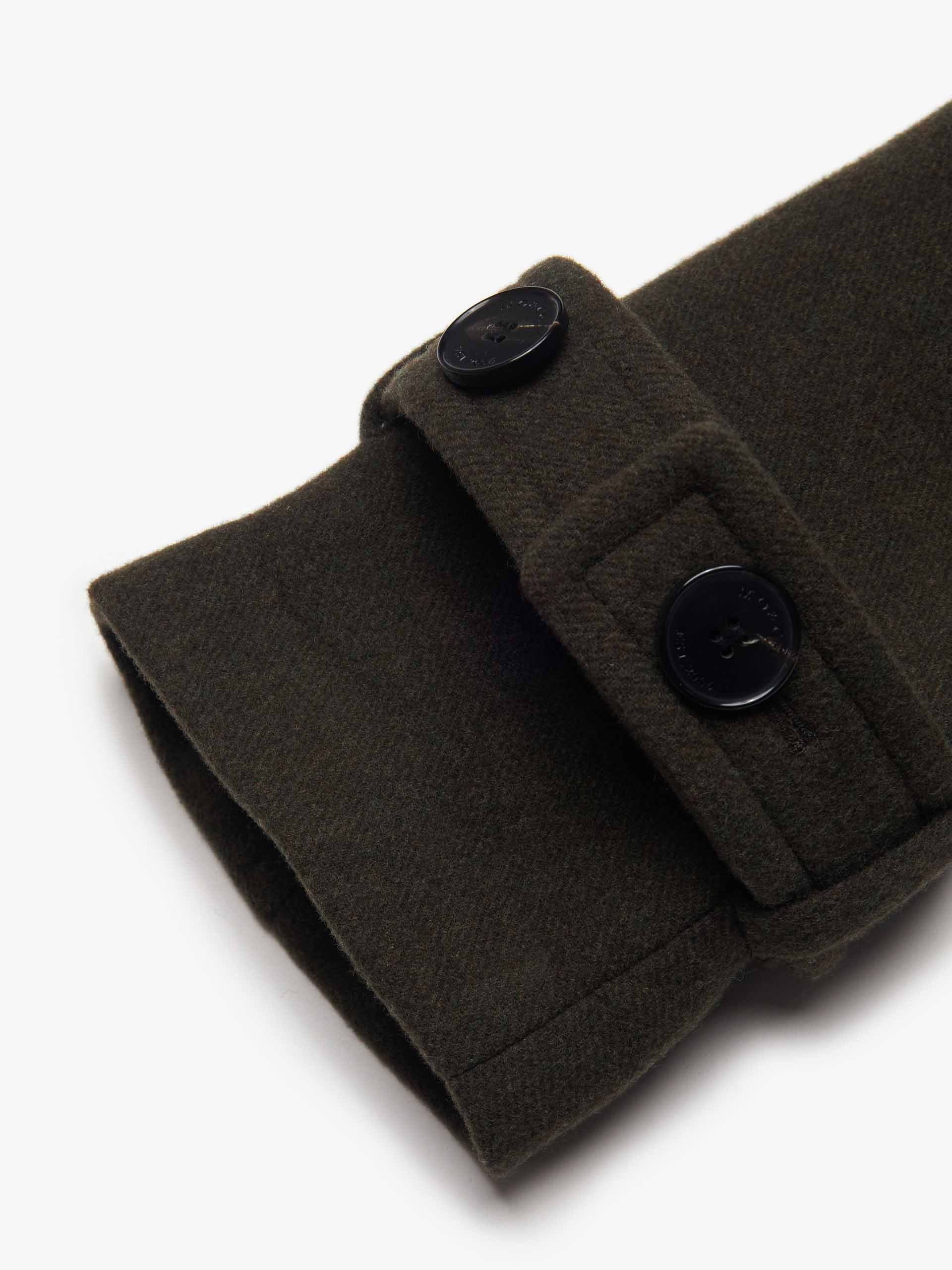 MO&Co. Women's 100% Merino Wool Notch Lapel Belted Short Coat in Olive