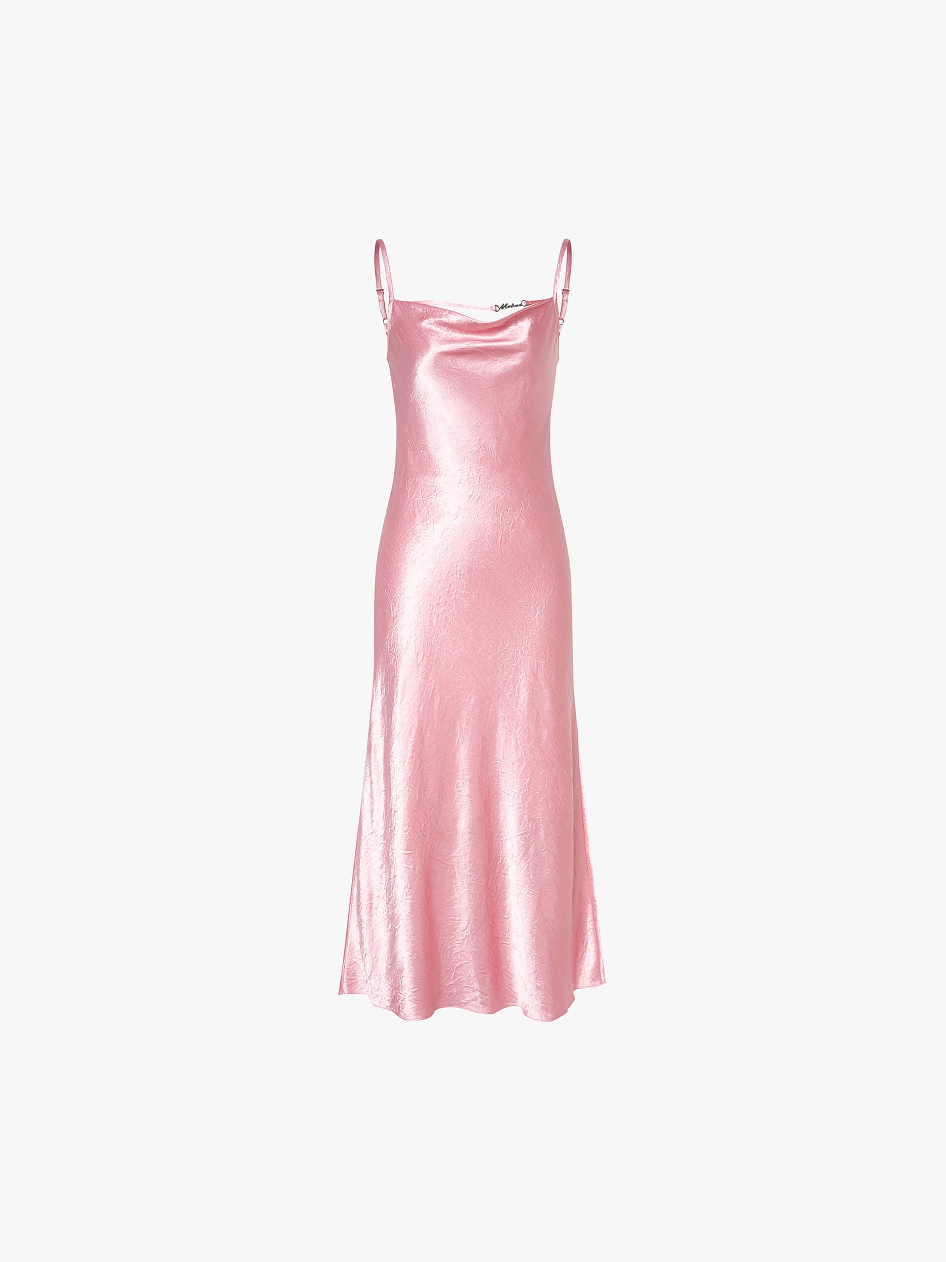 MO&Co. Women's Acetate Satin Midi Cami Dress in Pink