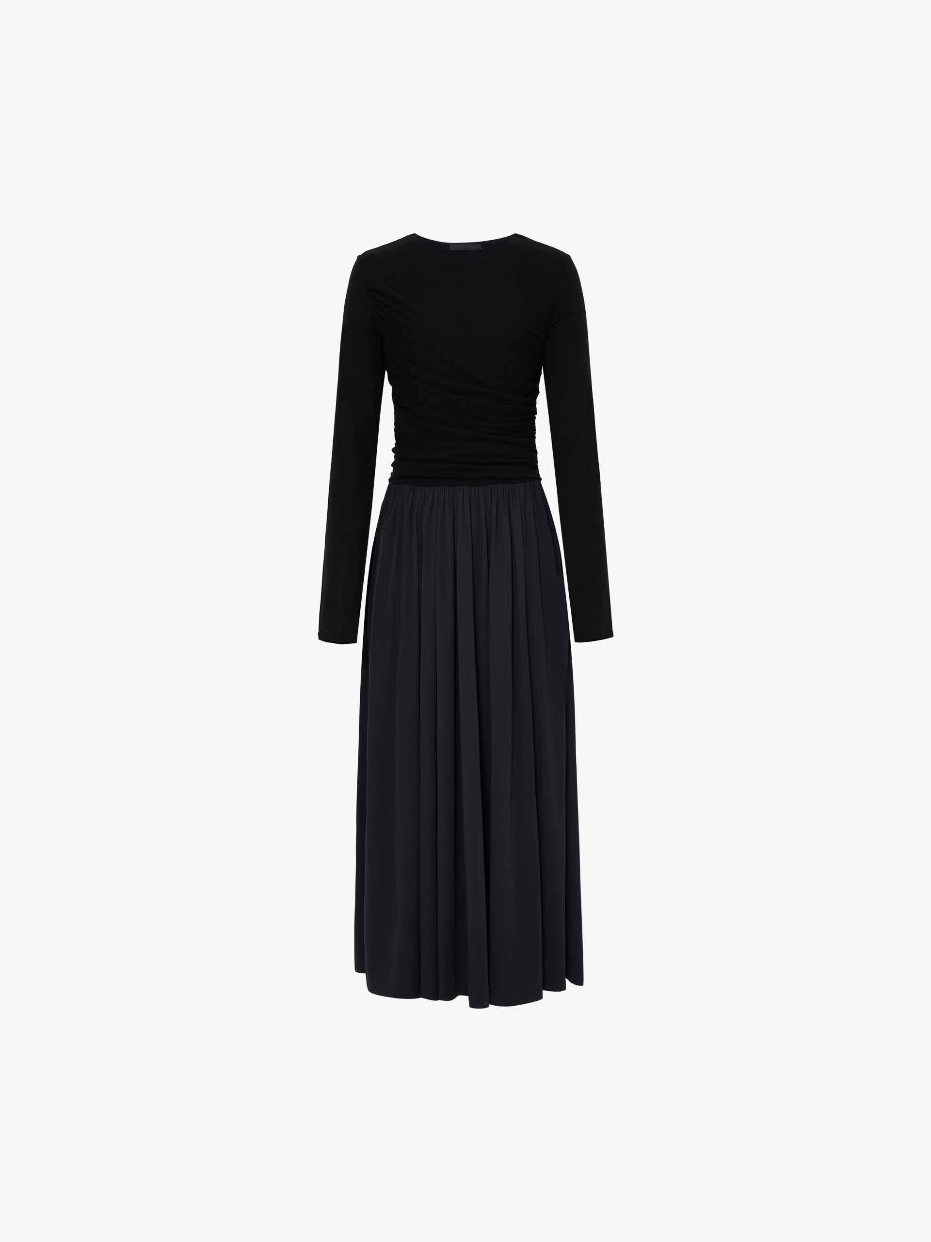 MO&Co. Women's Long Sleeves Paneled Midi Dress in Black