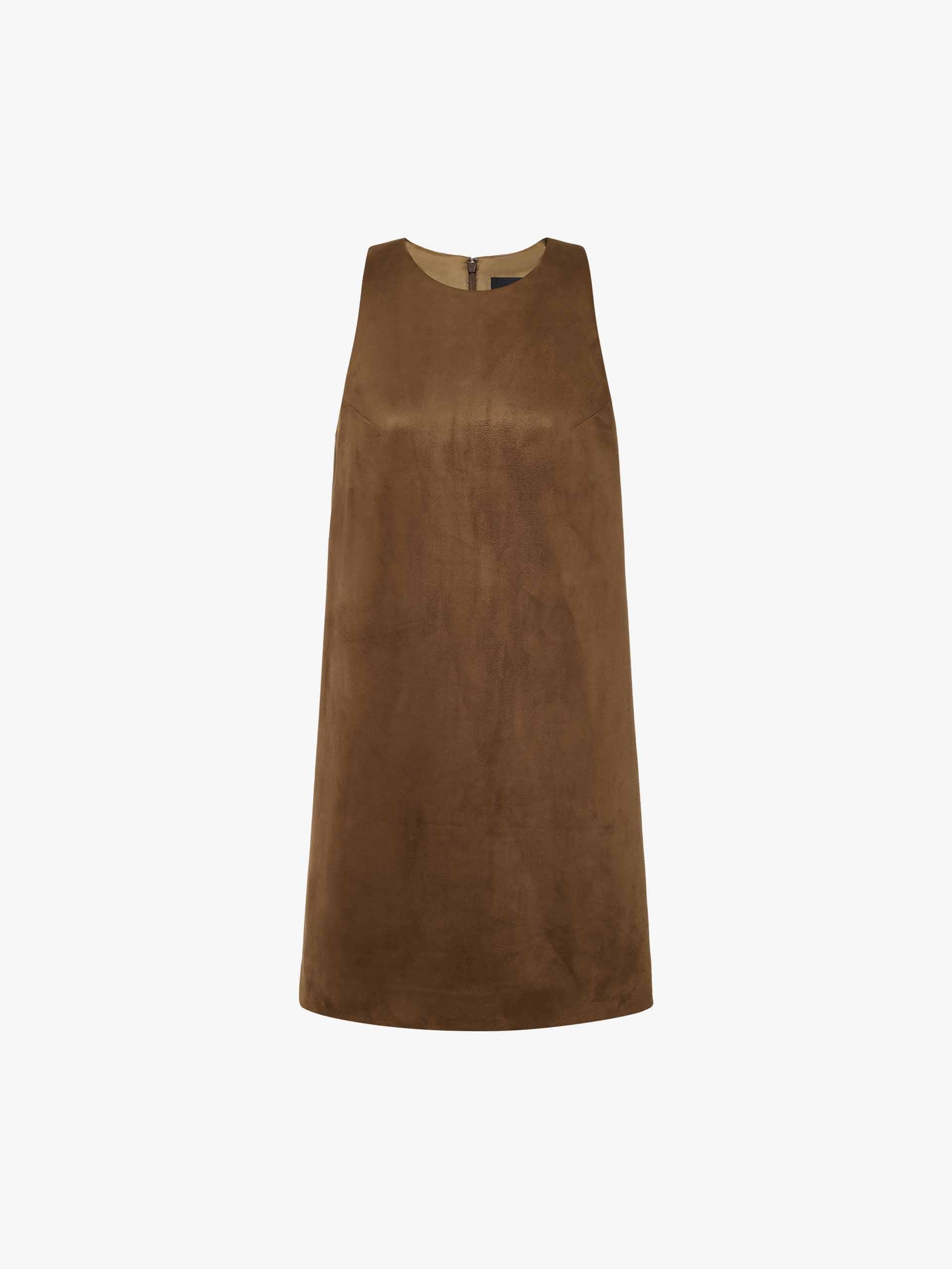MO&Co. Women's Sleeveless Faux Suede Mini Dress in Brown