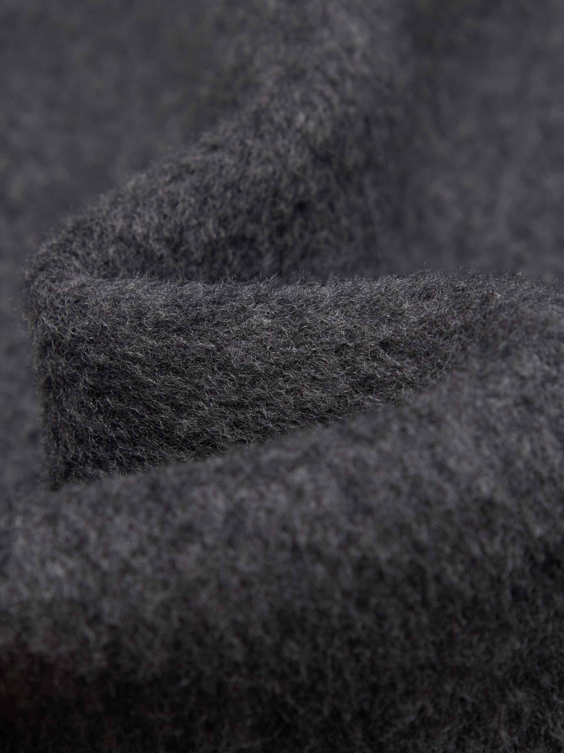 MO&Co. Women's 100% Merino Wool Belted Short Coat with Knit Scarf in Grey