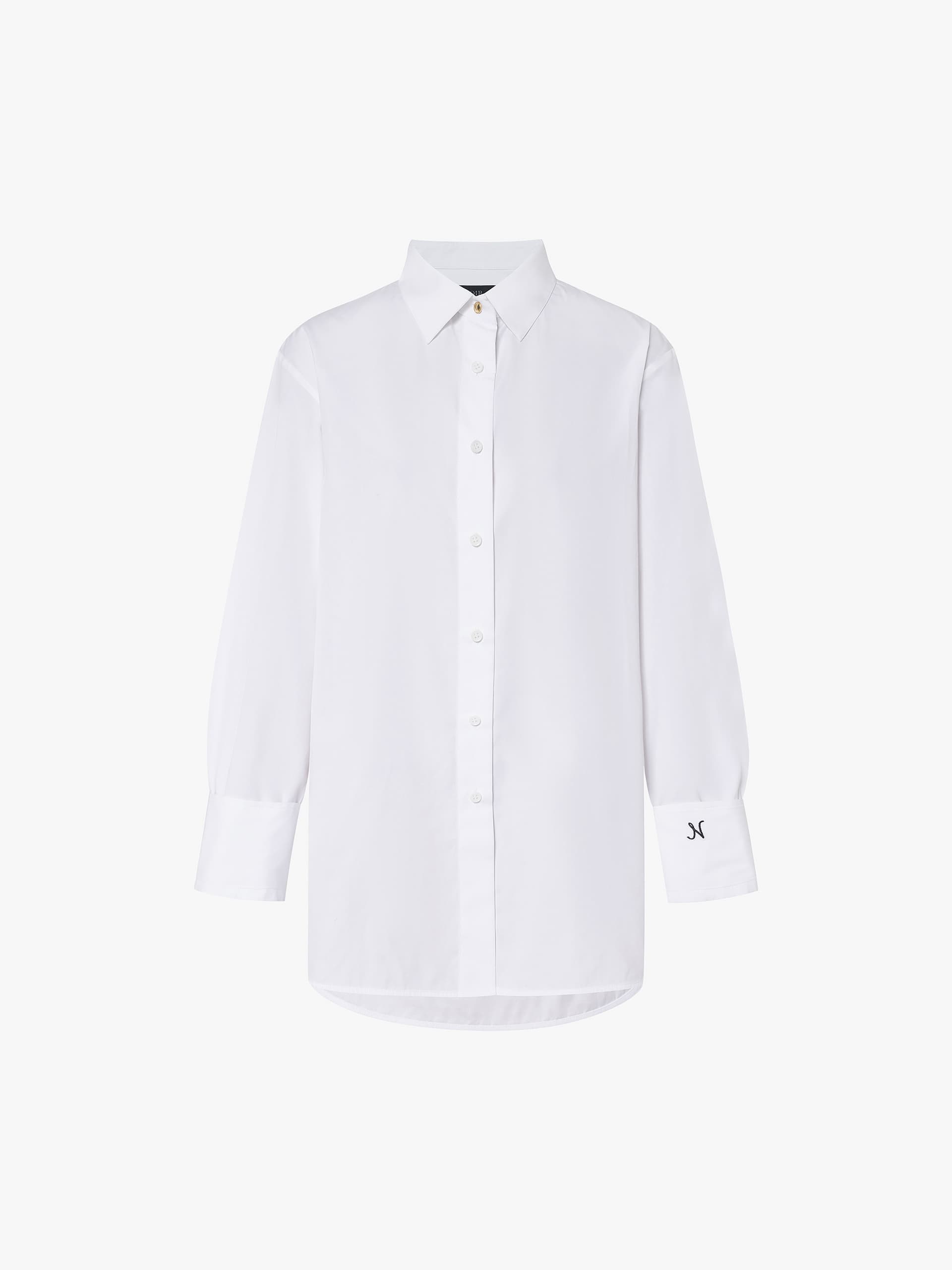 MO&Co. Noir Women's Loose Fit Cotton White Shirt