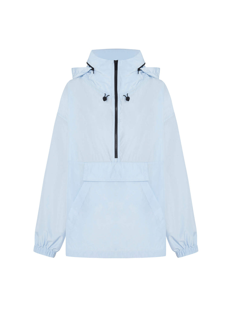 MO&Co. Women's Lightweight Hooded Windbreaker Jacket in Baby Blue for Outdoor and Citywalk