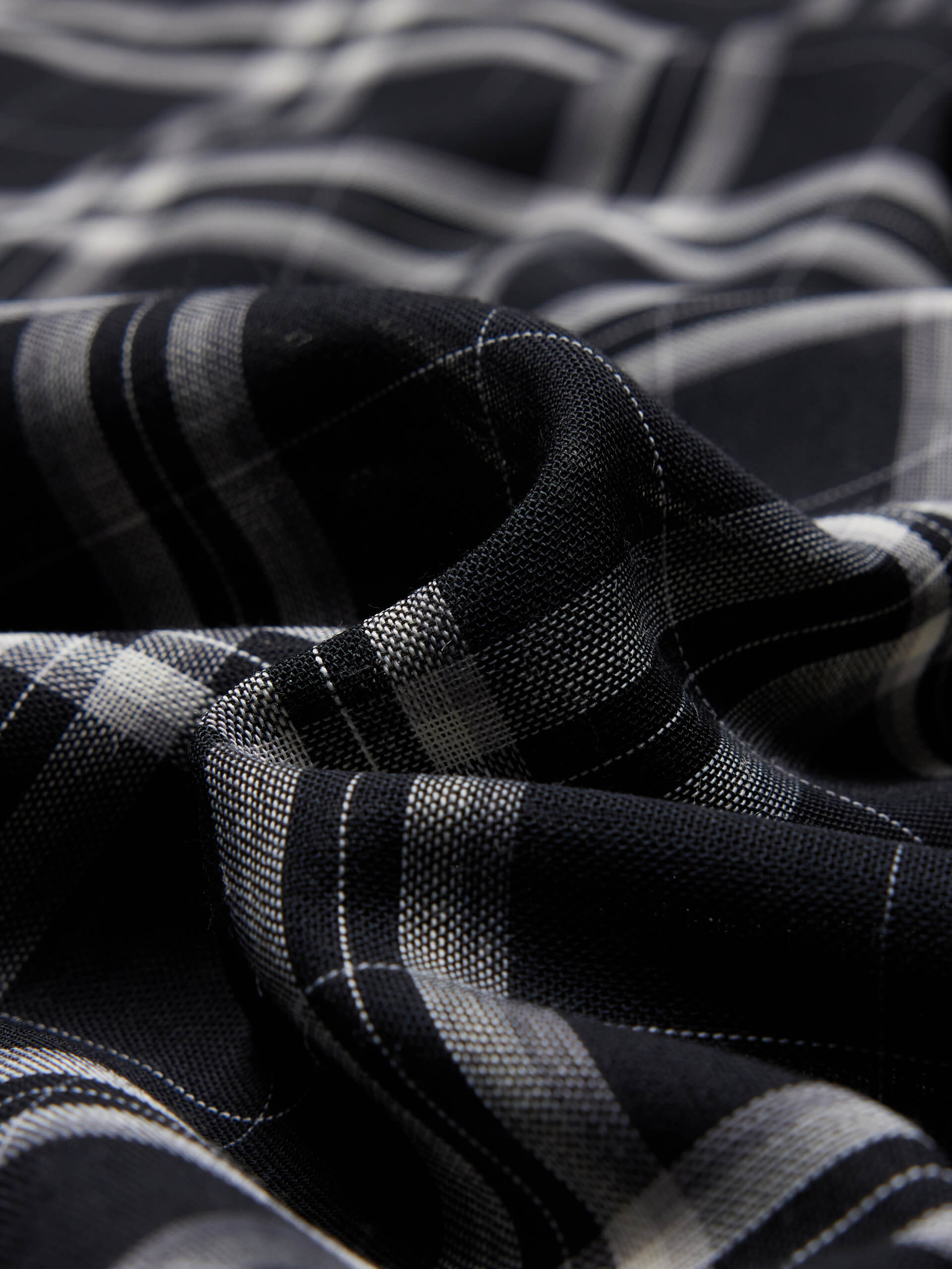 MO&Co. Women's Plaid Pattern Cami Dress Slit Detailed in Black with Gathered Waist Details