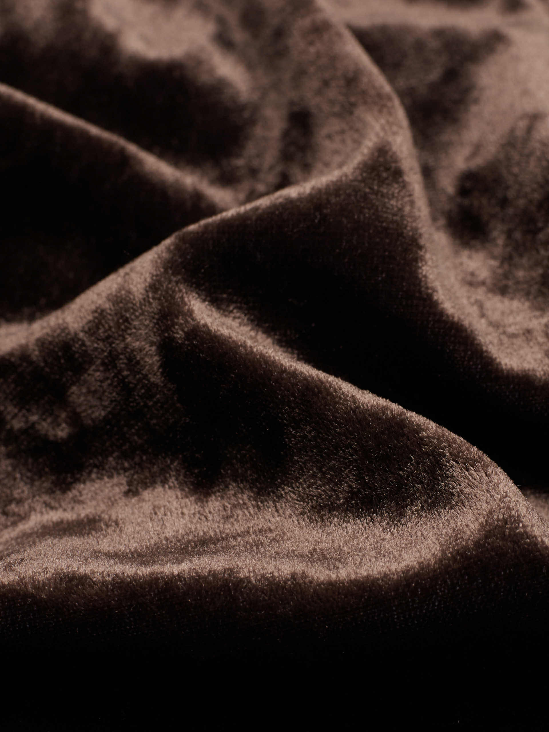 MO&Co. Women's V Neck Long Sleeve Slim Ruffle Velvet Top in Brown