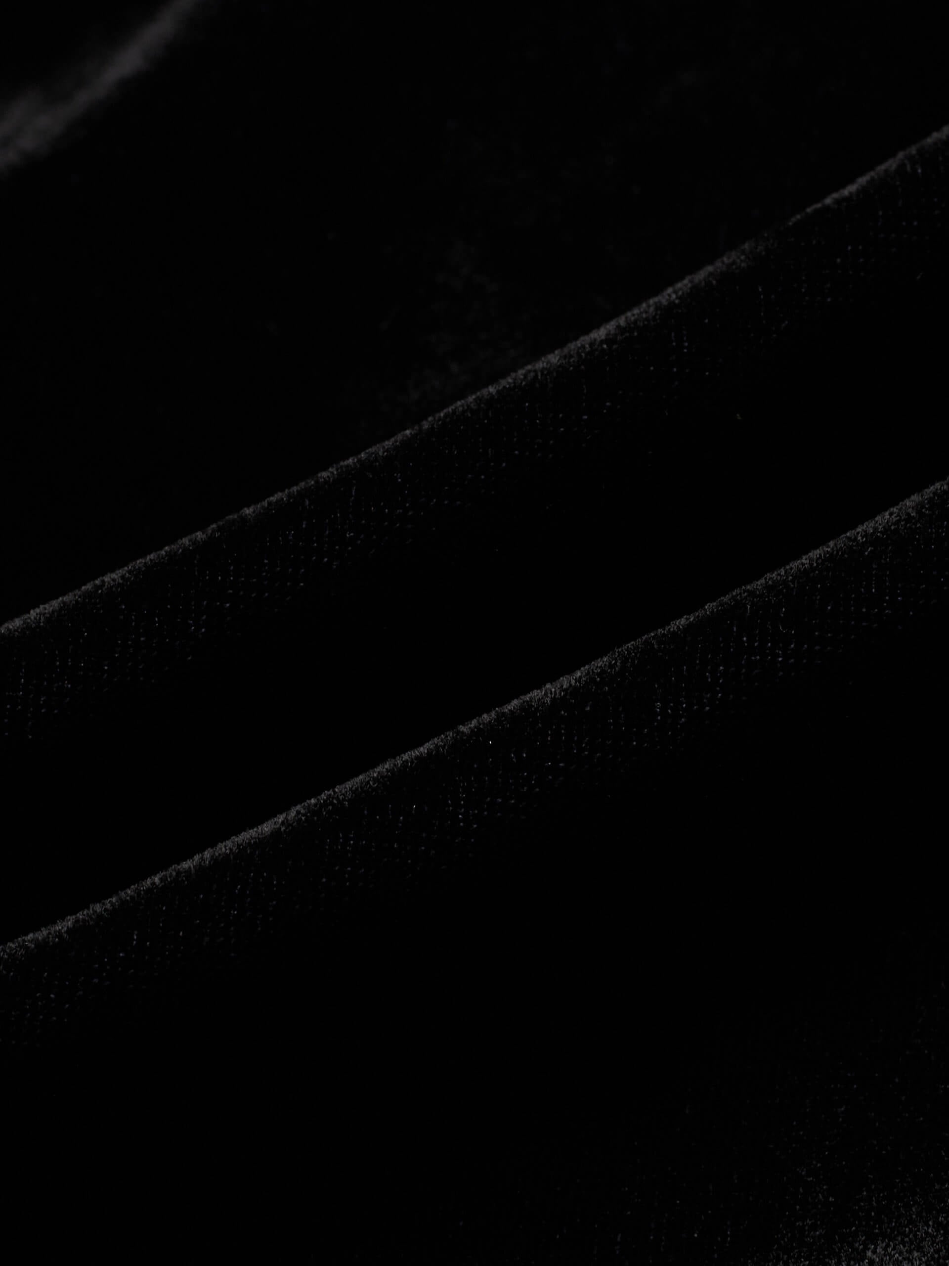 MO&Co. Women's V Neck Long Sleeve Slim Ruffle Velvet Top in Black