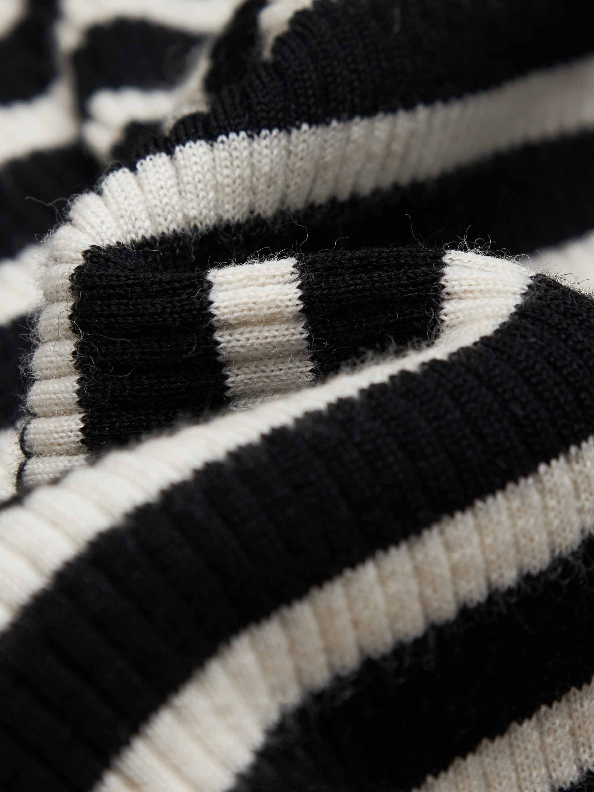 MO&Co. Women's Contrast Layered Detail V-neck Tight Fit Wool Blend Cardigan in Striped