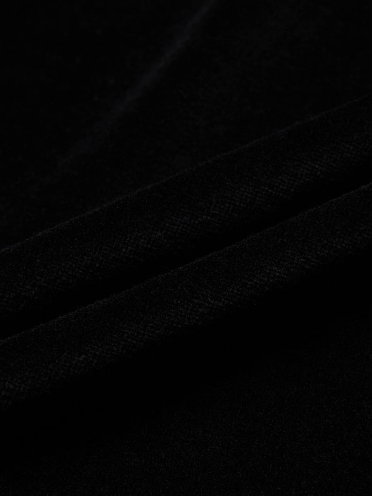 MO&Co. Women's Regular Fit Contrast Detail Velvet Bomber Jacket in Black