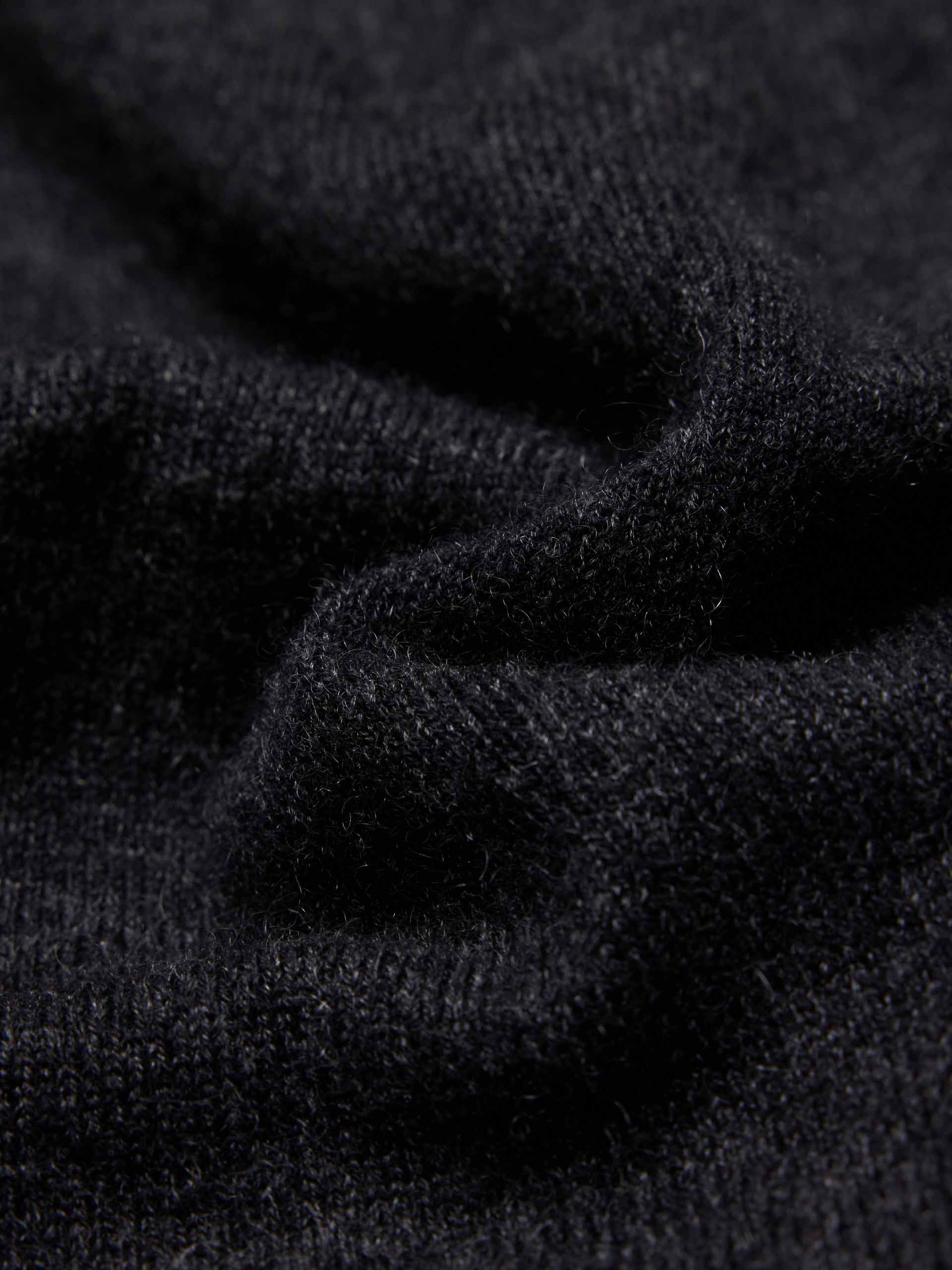 MO&Co. Women's Crew Neck Layer Wool Cashmere Cardigan with long sleeves in Dark Grey