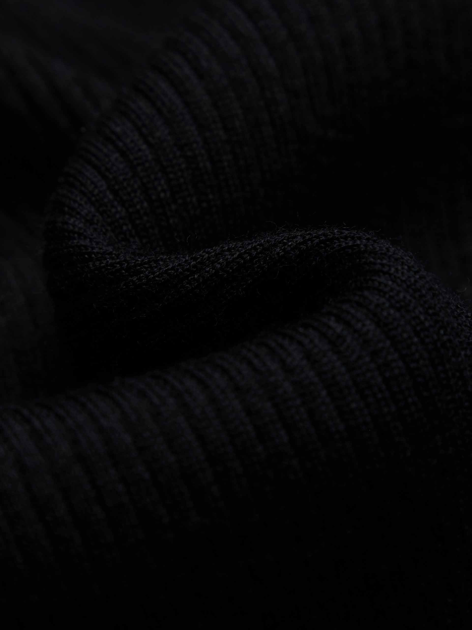 MO&Co. Women's Contrast Layered Detail V-neck Tight Fit Wool Blend Cardigan in Black