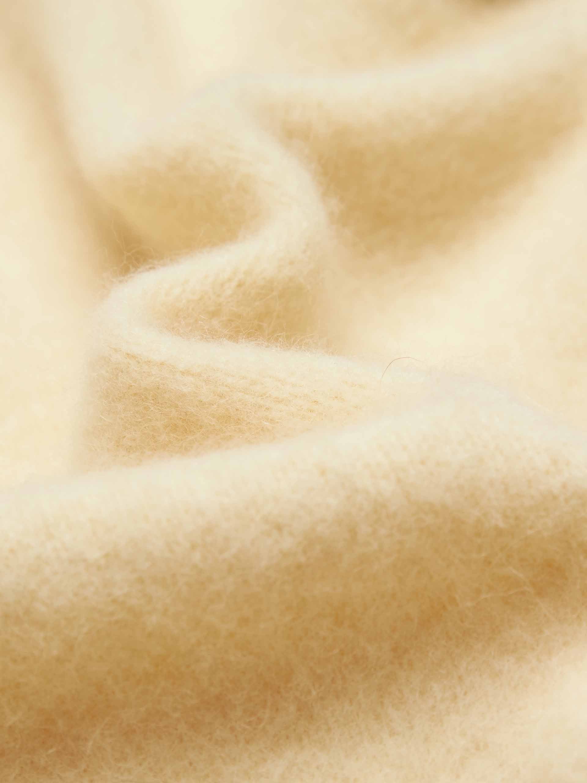 MO&Co. Women's Wool Blend Button Down Crew Neck Fluffy Cardigan in Yellow