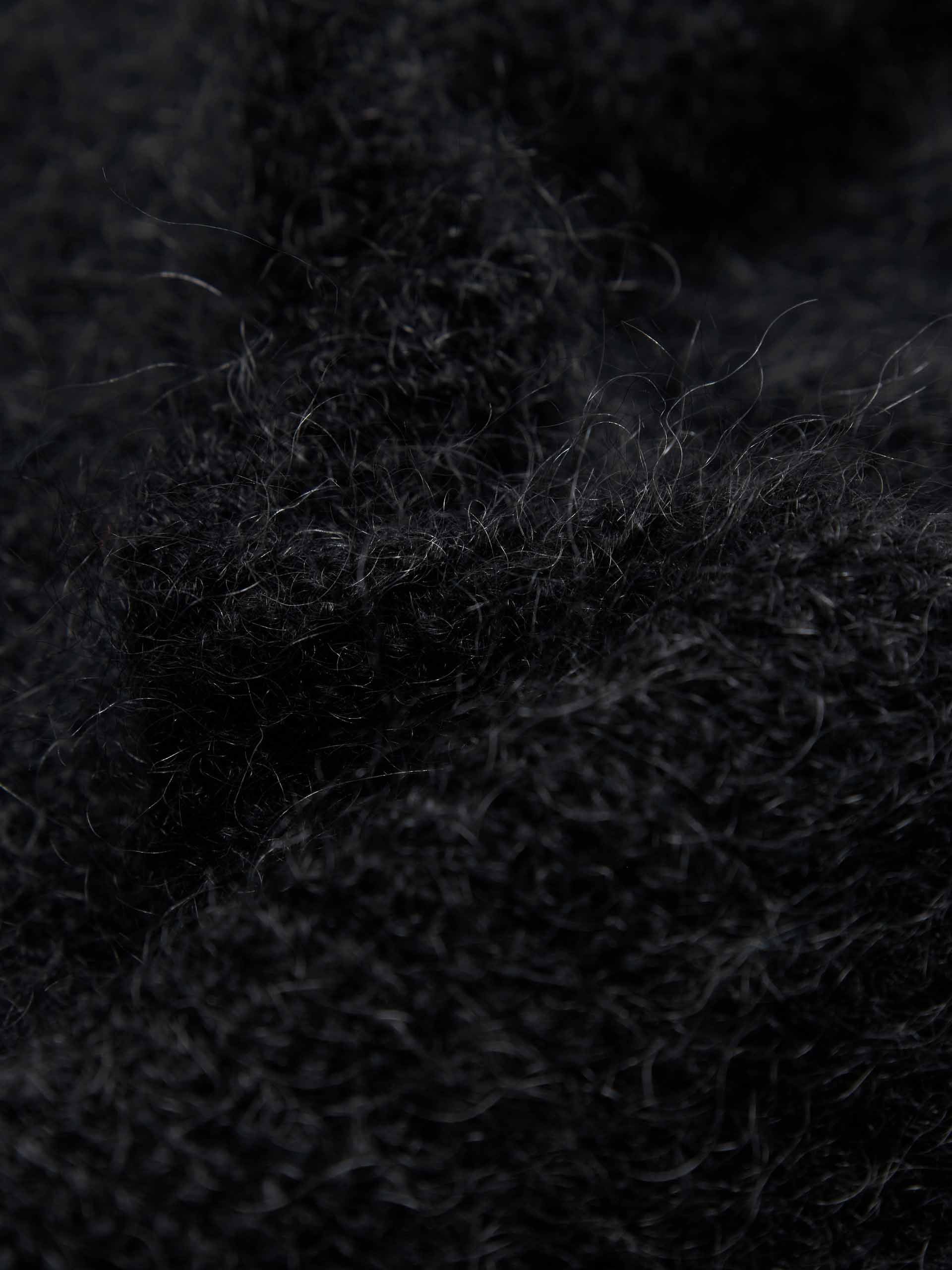 MO&Co. Women's Mohair Blend Fluffy Textured Regular Fit Knit Cardigan in Grey