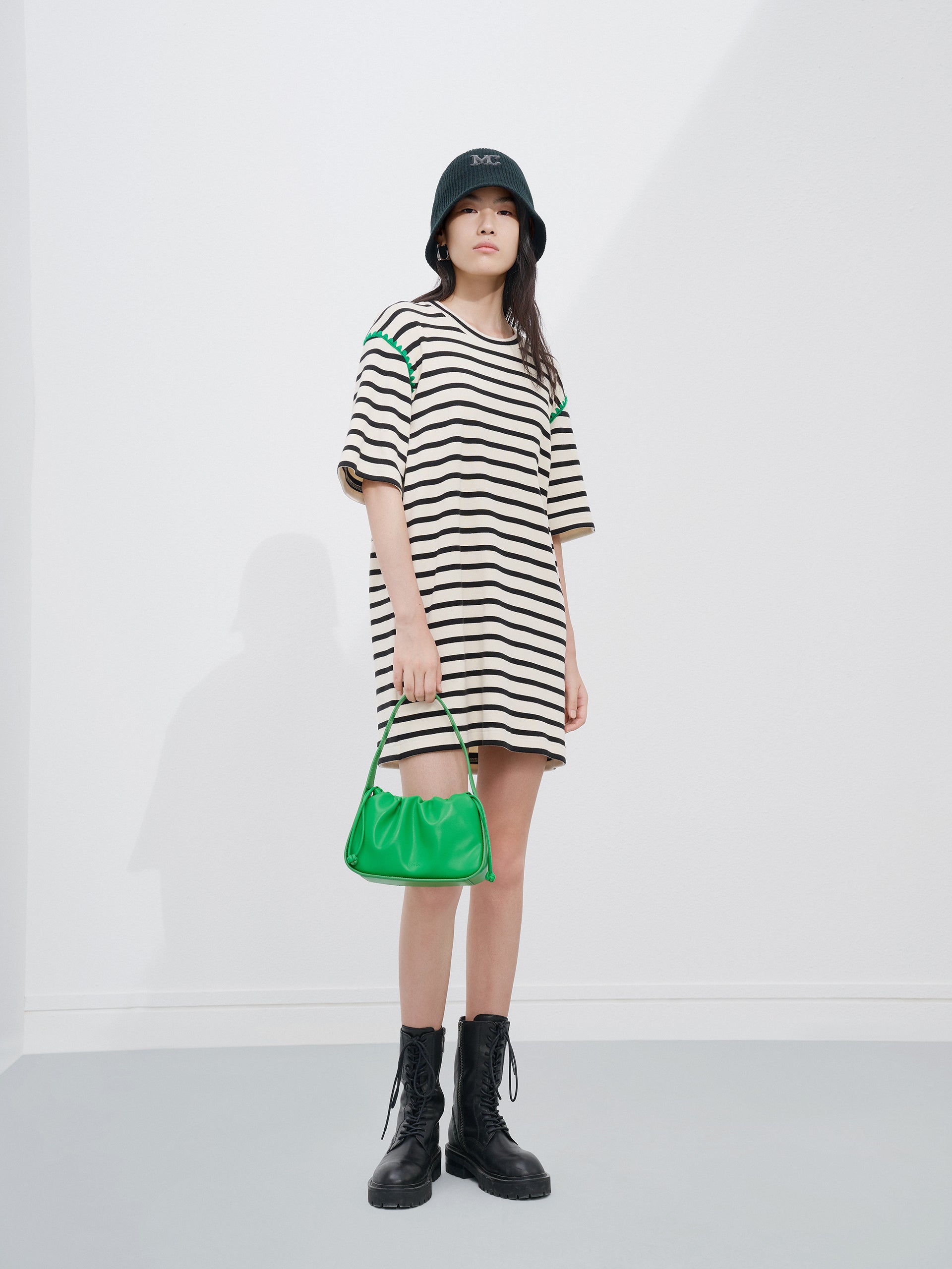 Cotton Striped Oversized Casual Mini Dress
