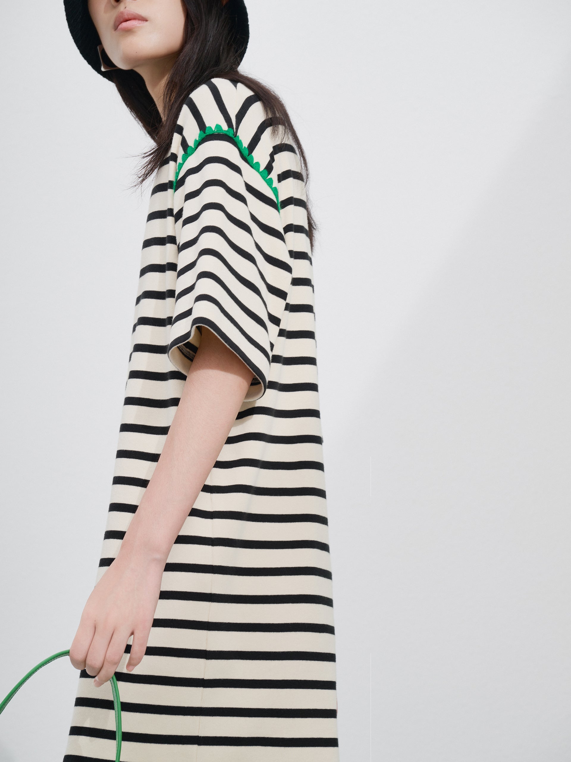 Cotton Striped Oversized Casual Mini Dress