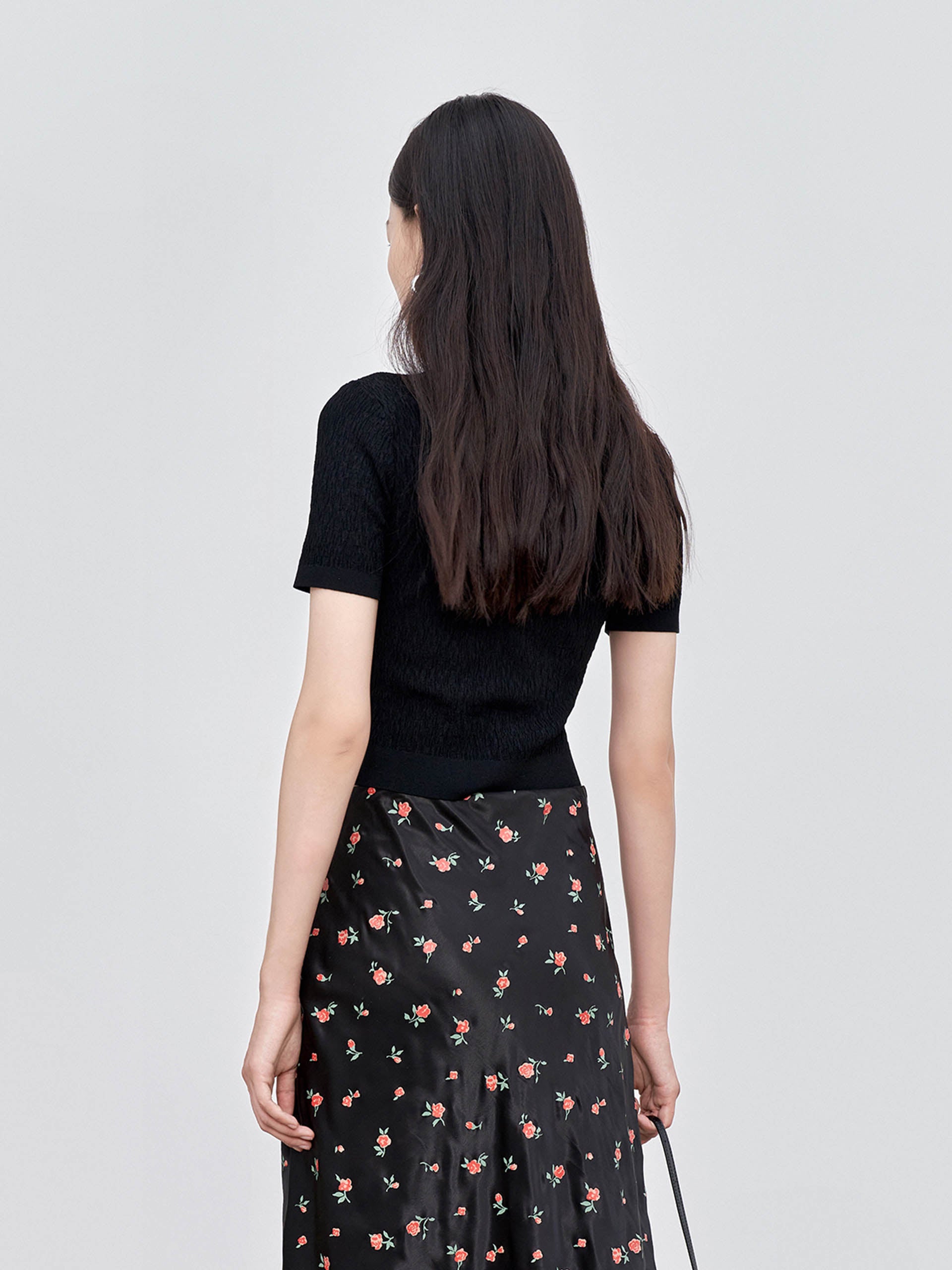 MO&Co. Women's Metal button Textured Sweater Fitted Casual green sweater