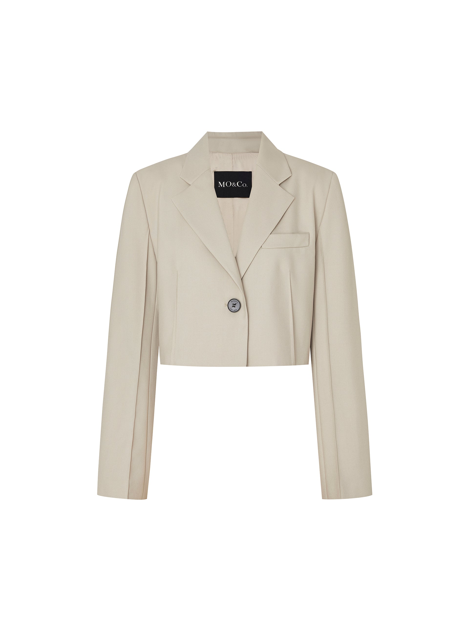 Carmel Cropped Wool Blend Suit Blazer