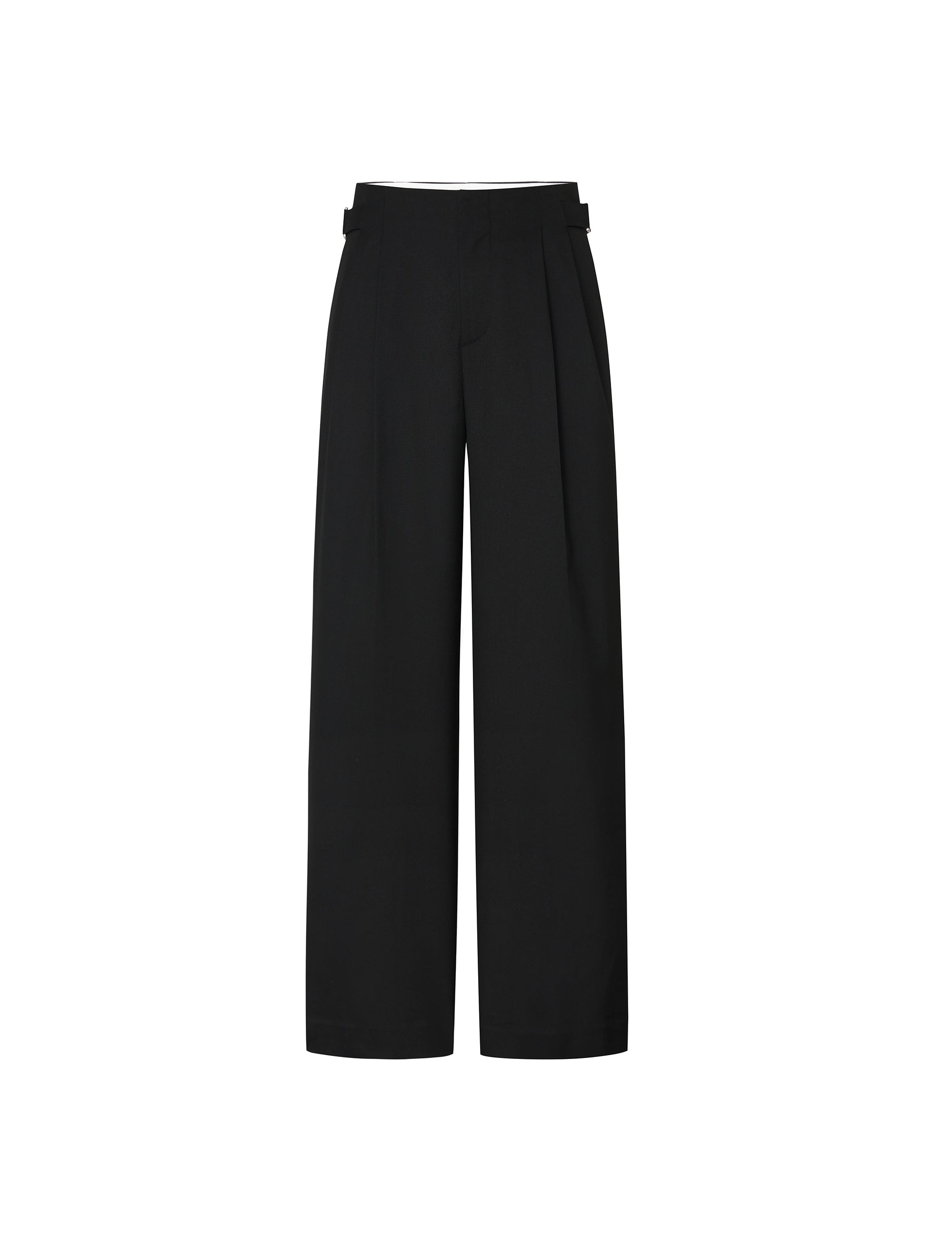 Metal Waistband Front pleated Black Suit Pants