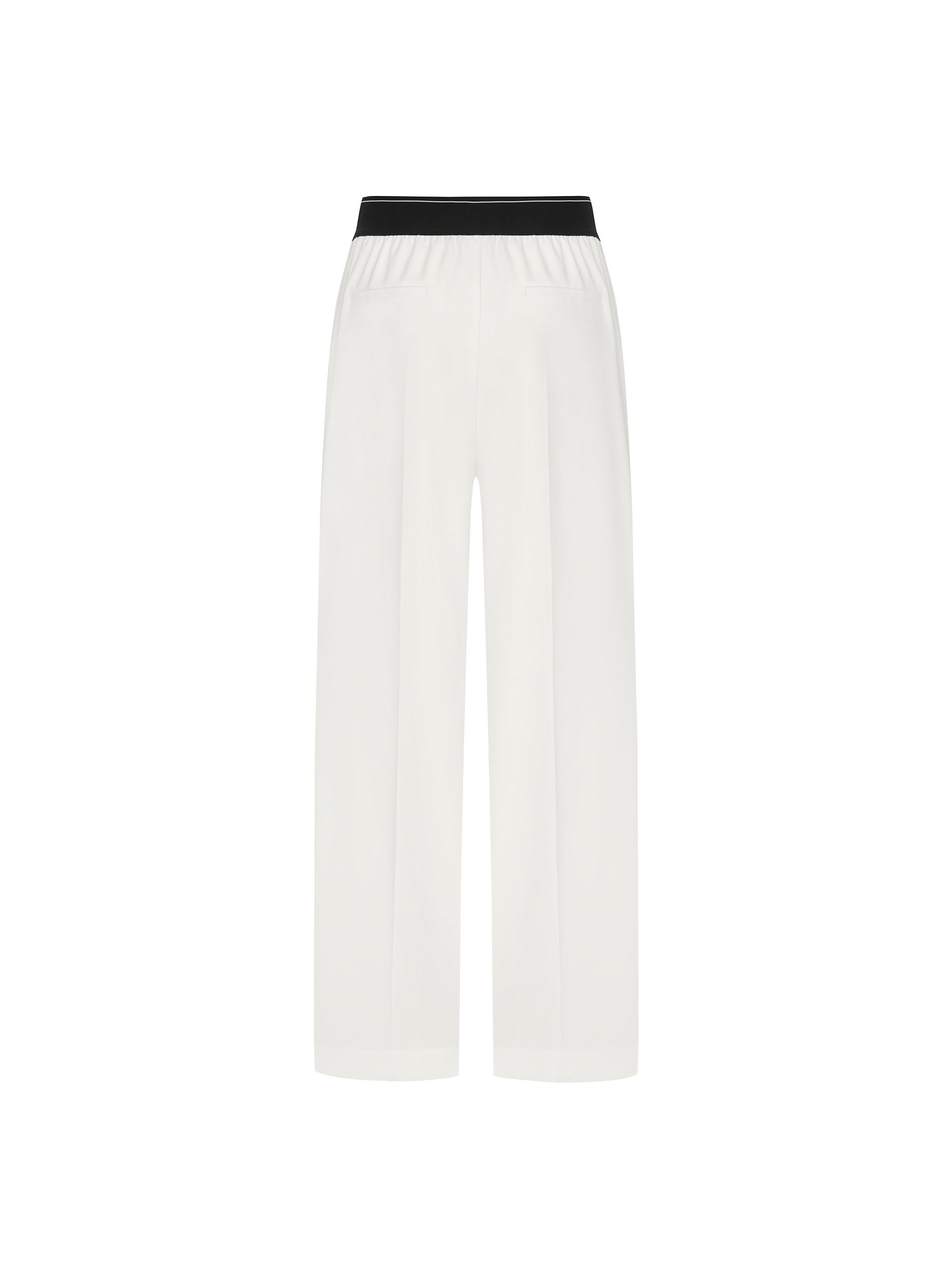 Wide Logo Waistband Straight Athleisure Pants Trousersin White