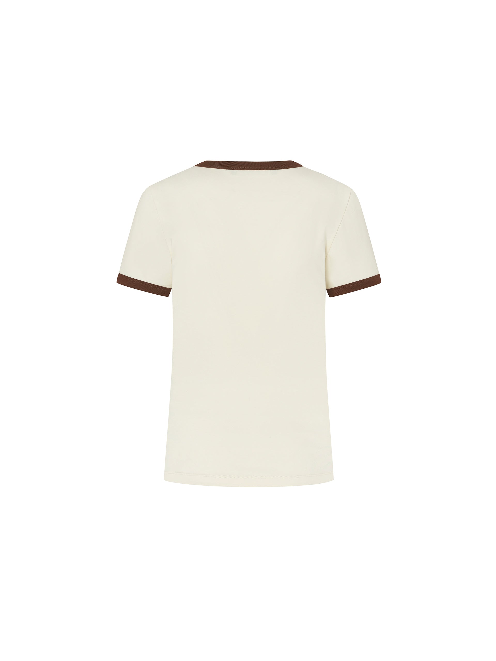 Women's Contrast Round Neck Slim Fit T-shirt in Beige