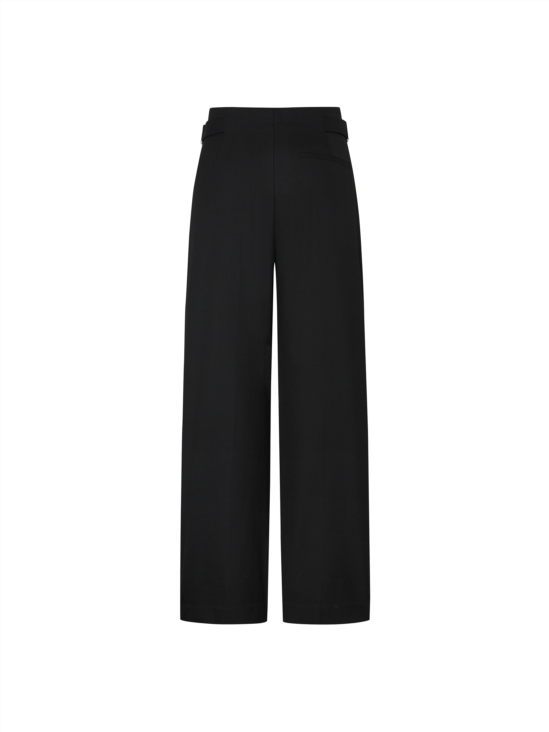 Metal Waistband Front pleated Black Suit Pants