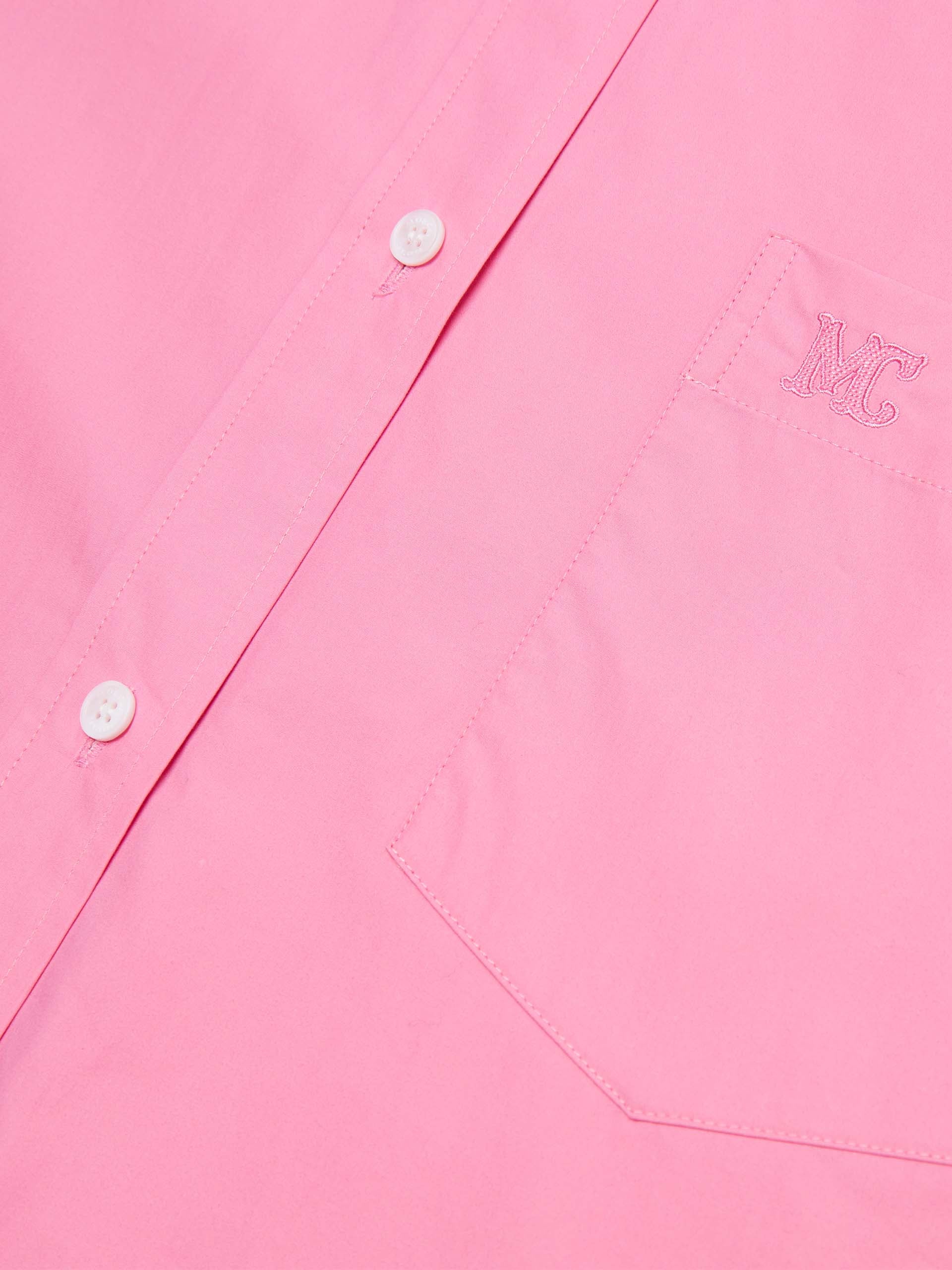 Contrast Trim Cotton Oversized Shirt in Pink