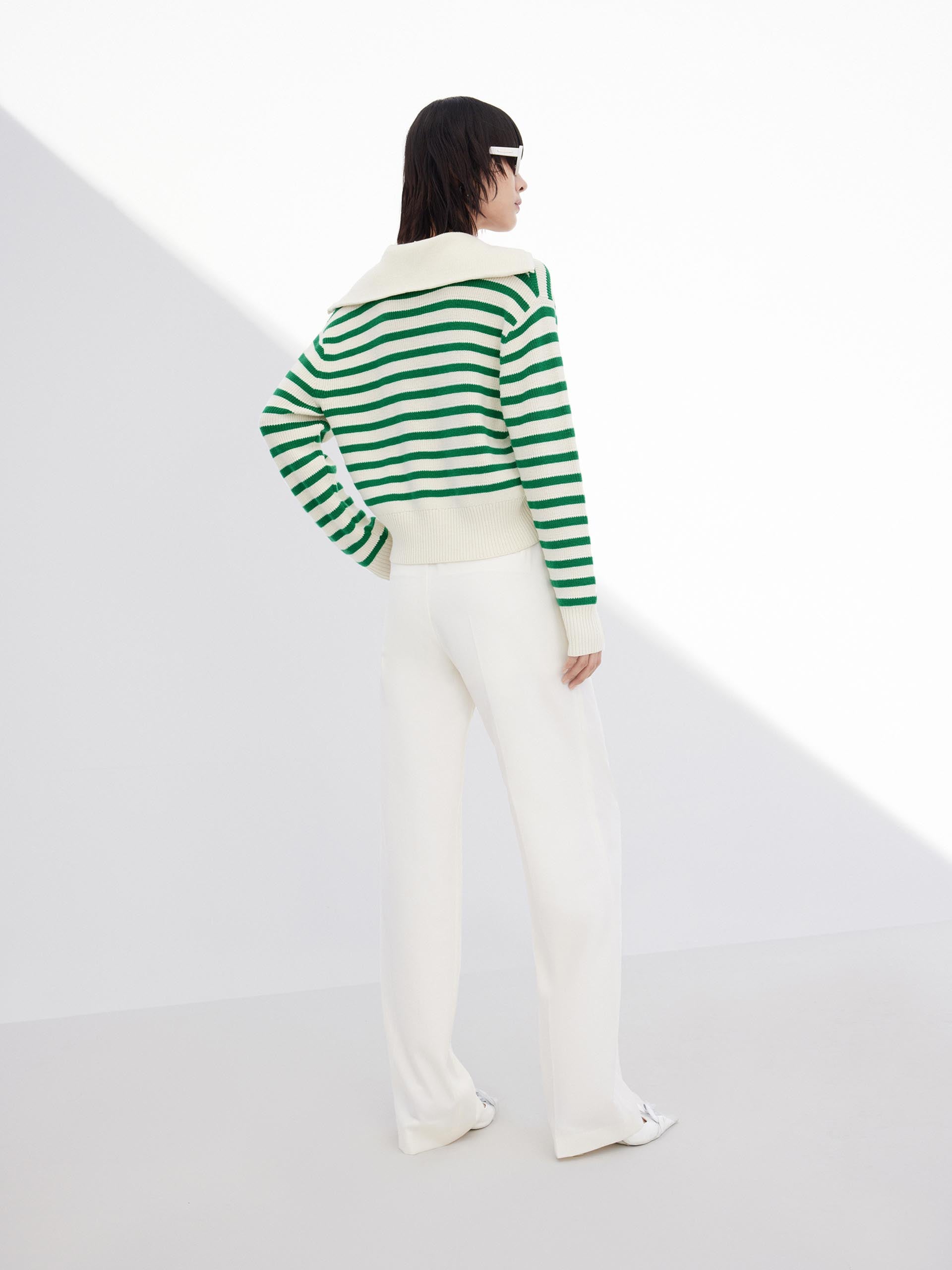 Tailored Straight Wide-leg Suit Pants in White