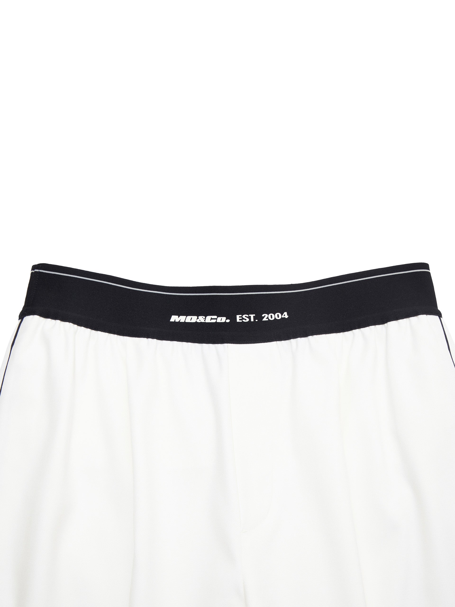 Wide Logo Waistband Straight Athleisure Pants Trousersin White