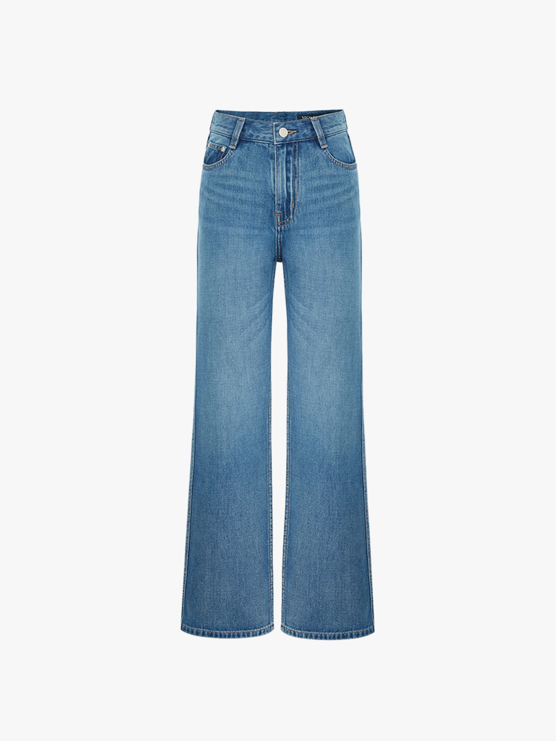 MO&Co. Women's High Rise Straight Leg Jeans Loose Cowboys Blue Jeans For Woman