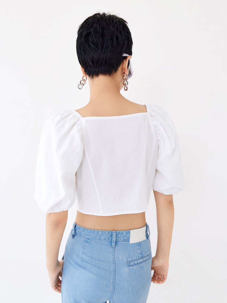 Puff Sleeve Cropped Top MBB2TOPT16