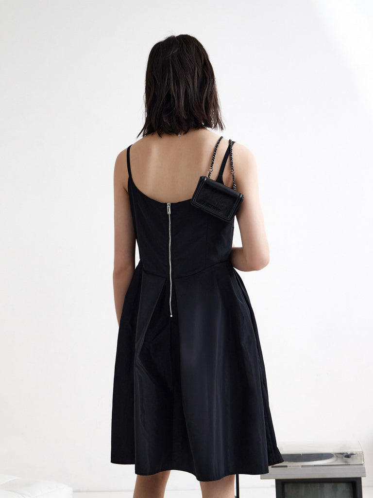 MO&Co. Women's Back Zipper Cami Dress Loose Casual Square Neck Slip