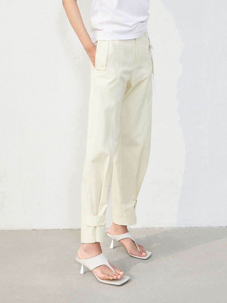 MO&Co. Women's Cotton Ankle Cargo Pants Casual Fitted Summer Pants
