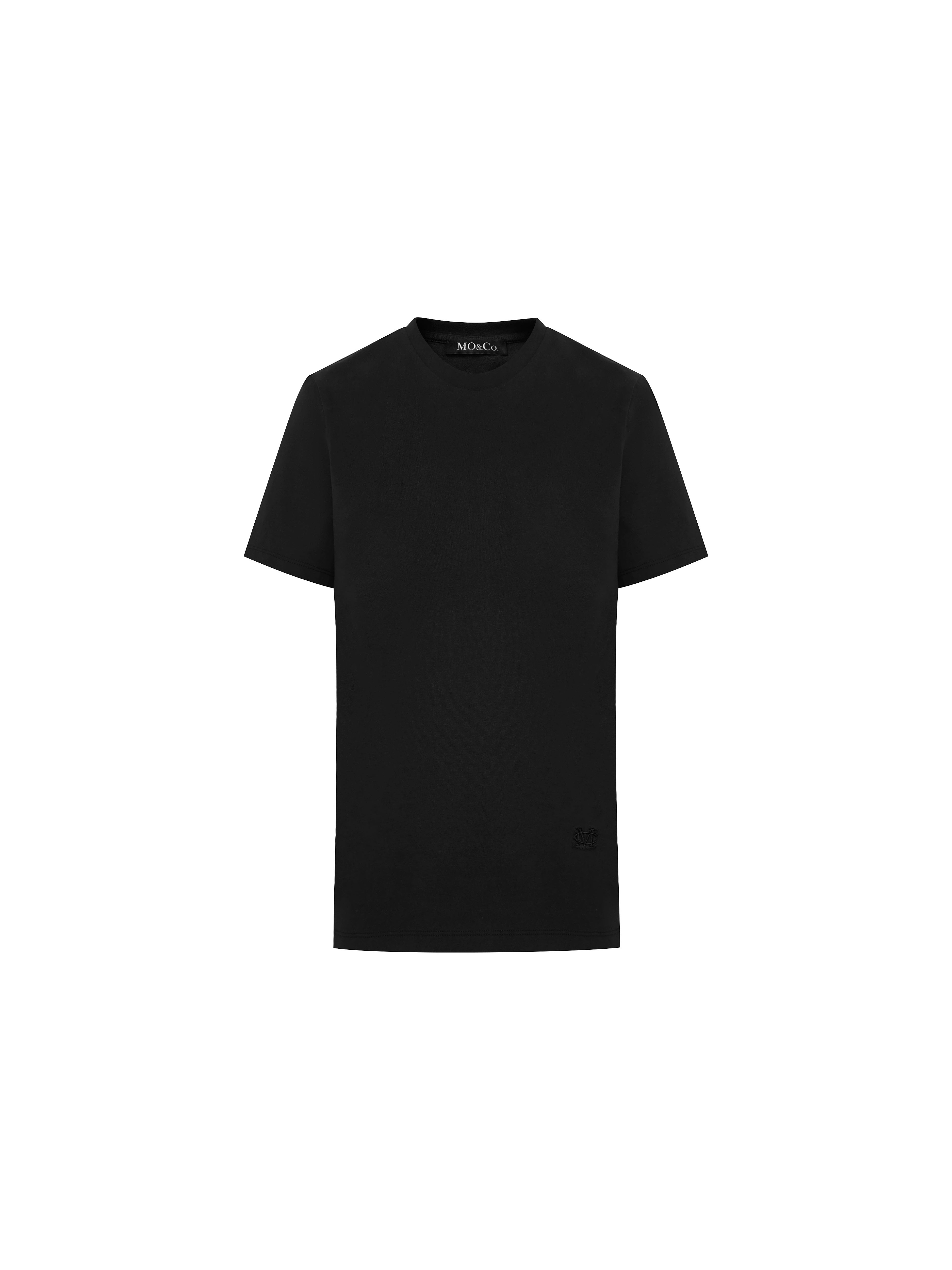 MO&Co. Women's Cotton Letter LOGO T-shirt Fitted Classic Round Neck