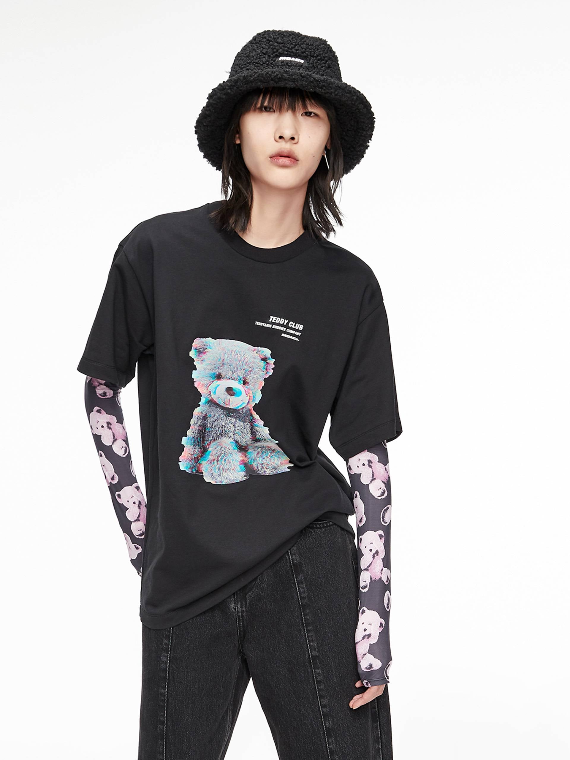 MO&Co. Women's Cartoon Print Cotton T-shirt 100 Cotton Purple T Shirts
