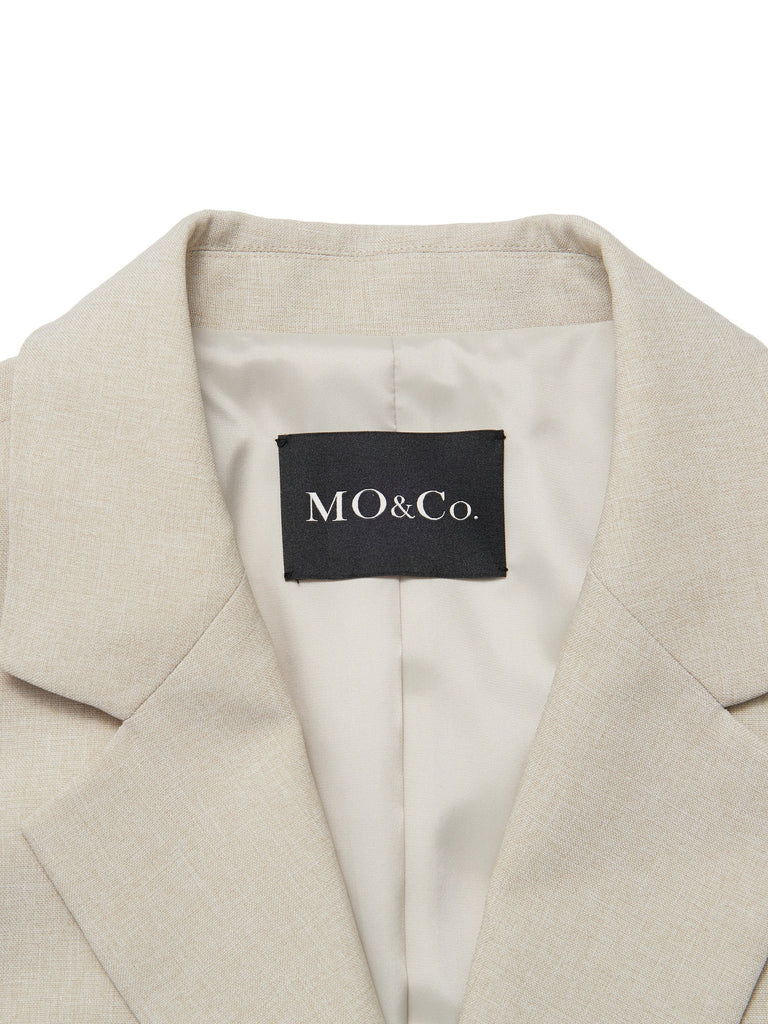 MO&Co. Women's Silk Scarf Included Lapel Structured Blazer  Loose Chic Lapel Ladies Blazer Coat