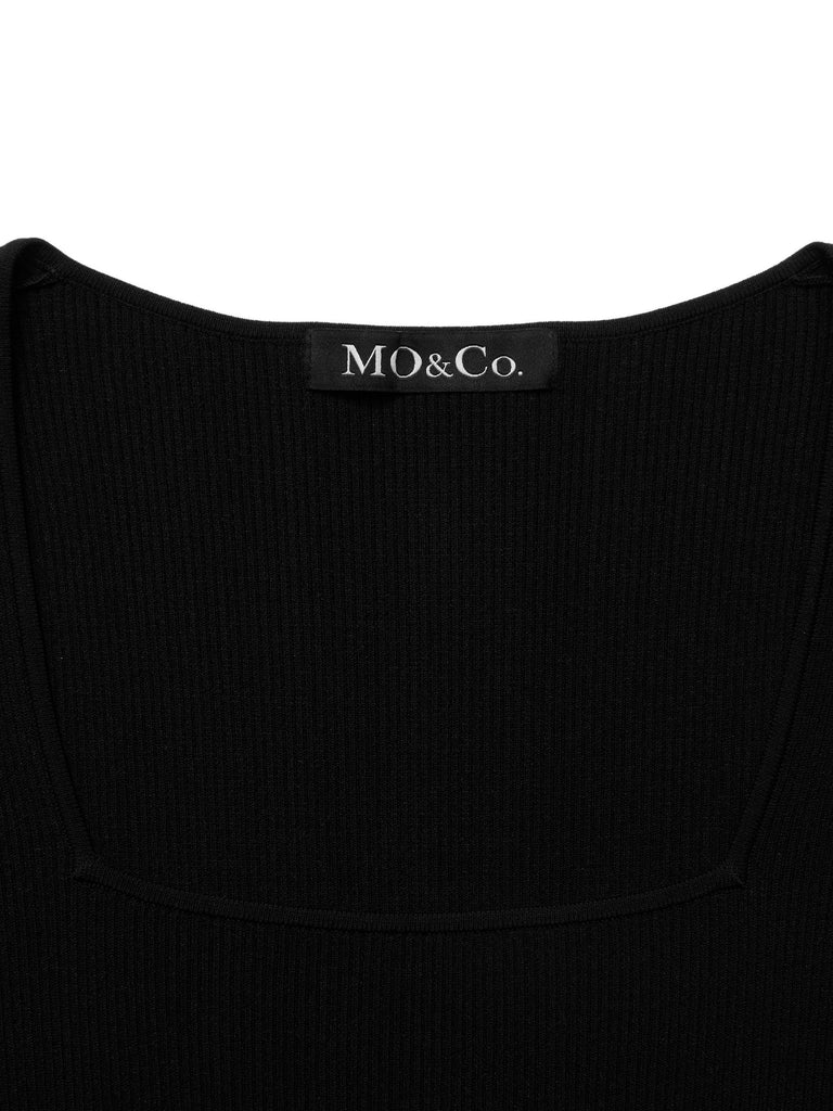 MO&Co. Women's Short Sleeves Faux Two Piece Dress Black Dress For Woman