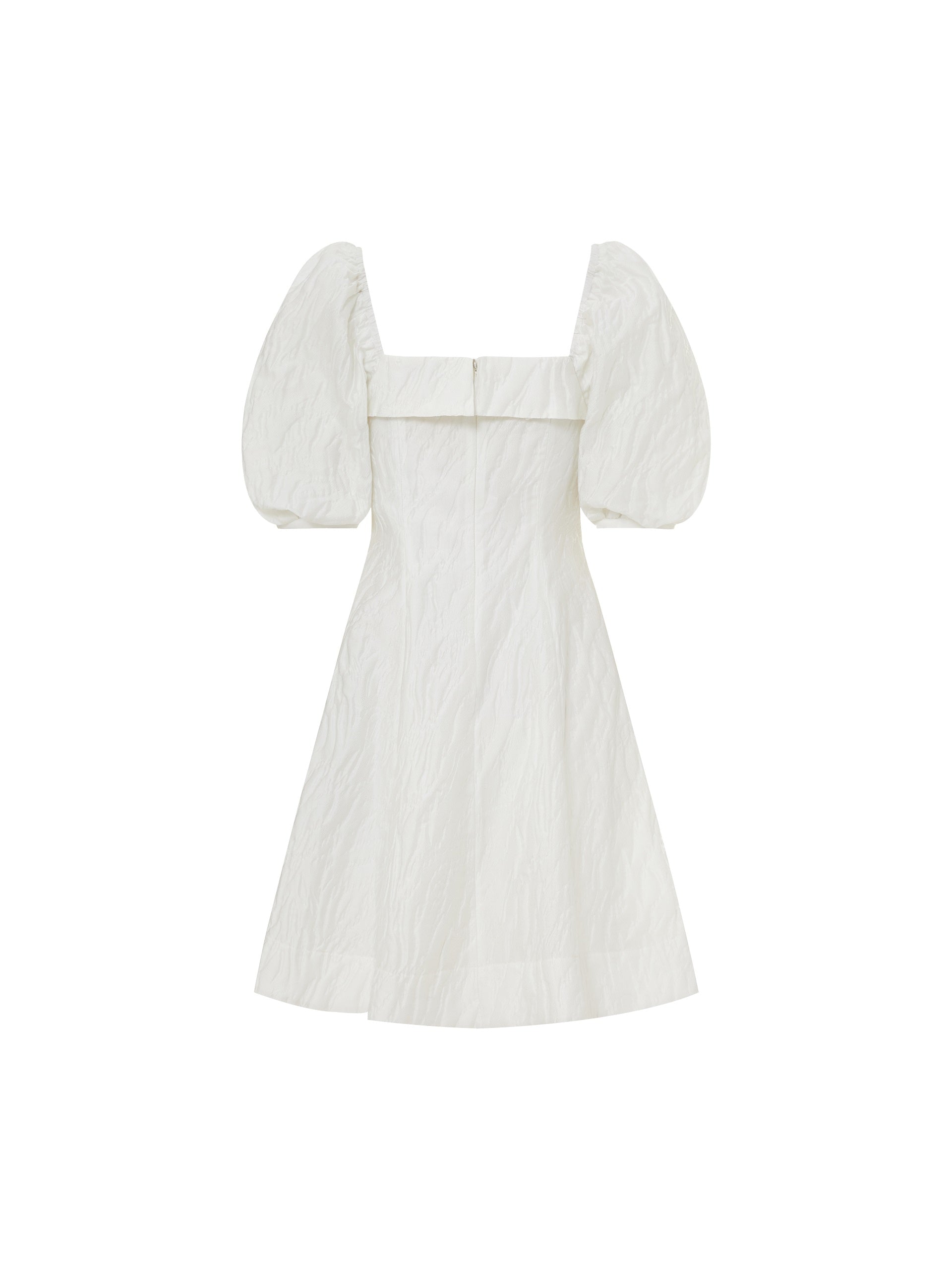 MO&Co. Women's Ruffle Neck Puff Sleeve Dress Black Summer Fitted Dress For Woman