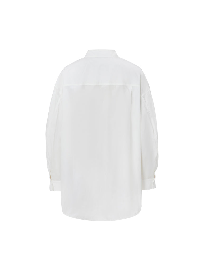 MO&Co. Women's Oversized Cotton Shirt Loose Casual Lapel Pullover