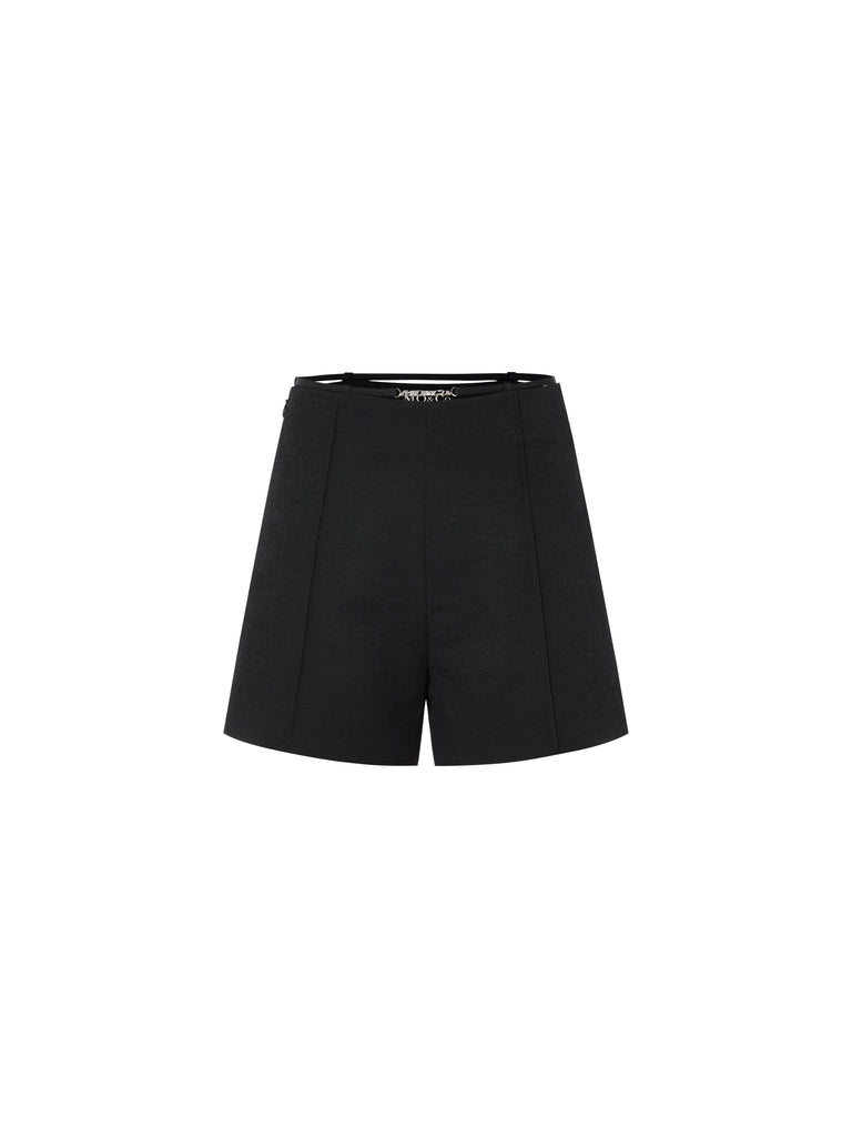 MO&Co. Women's Bias Cut Casual Shorts Loose Casual Summer Black Streetwear