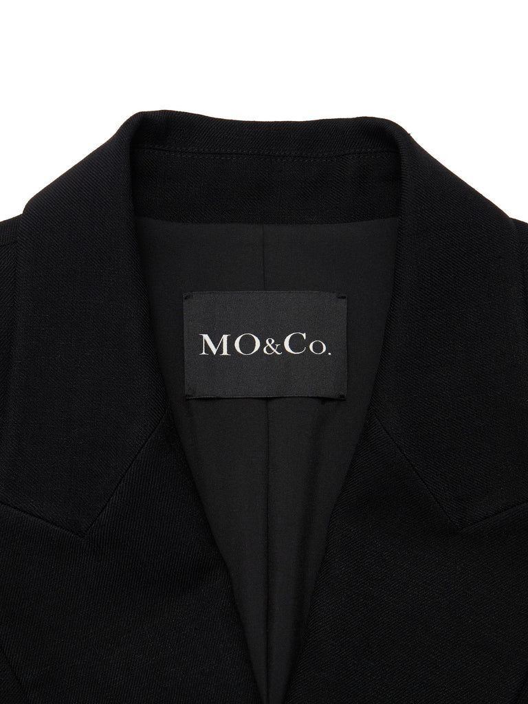 MO&Co. Women Lapel Structured Crop Blazer Straight Classic Blazer Coat Women